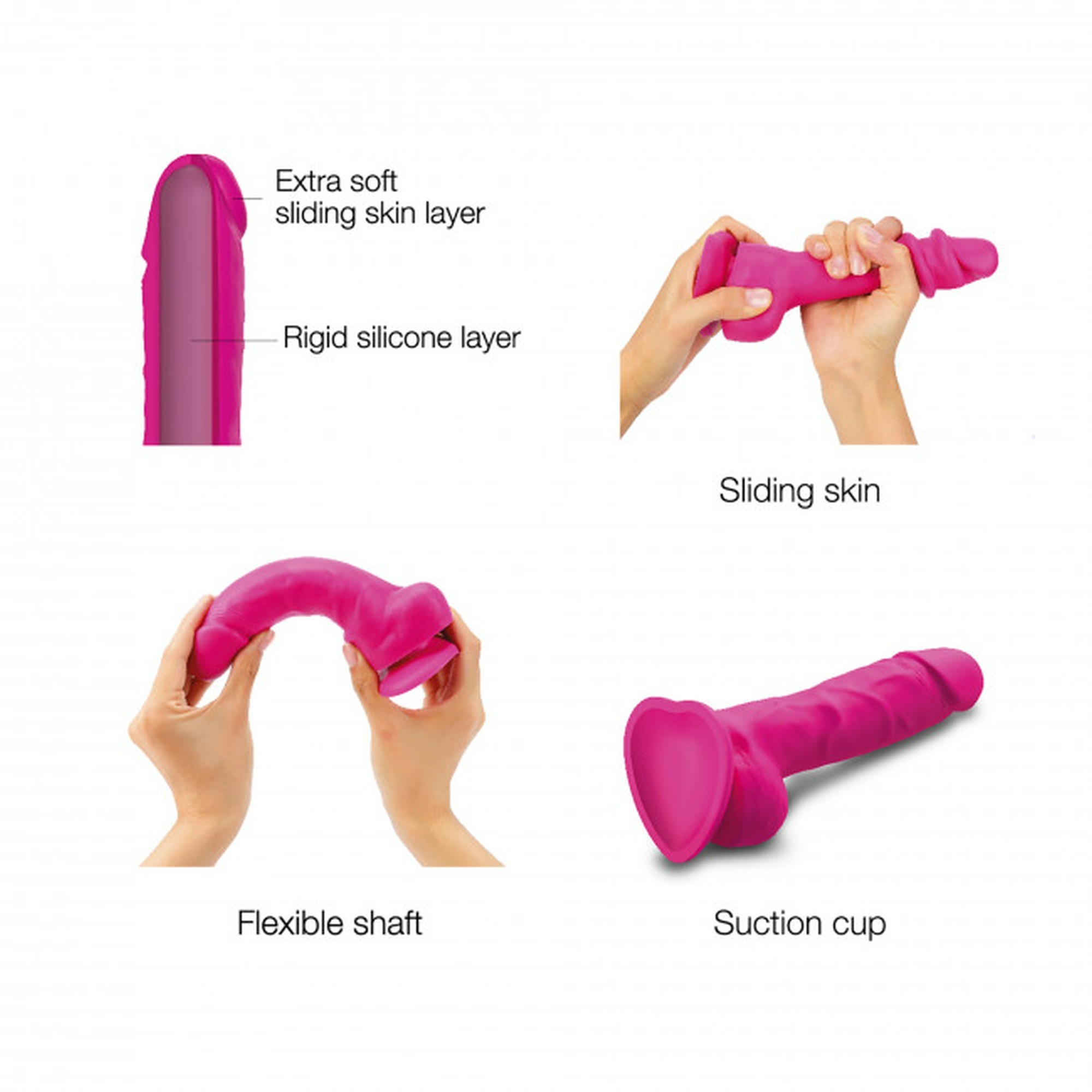 Фаллоимитатор реалистичный размер M Strap-On-Me на присоске, розовый, 13.4 х 3.8 см