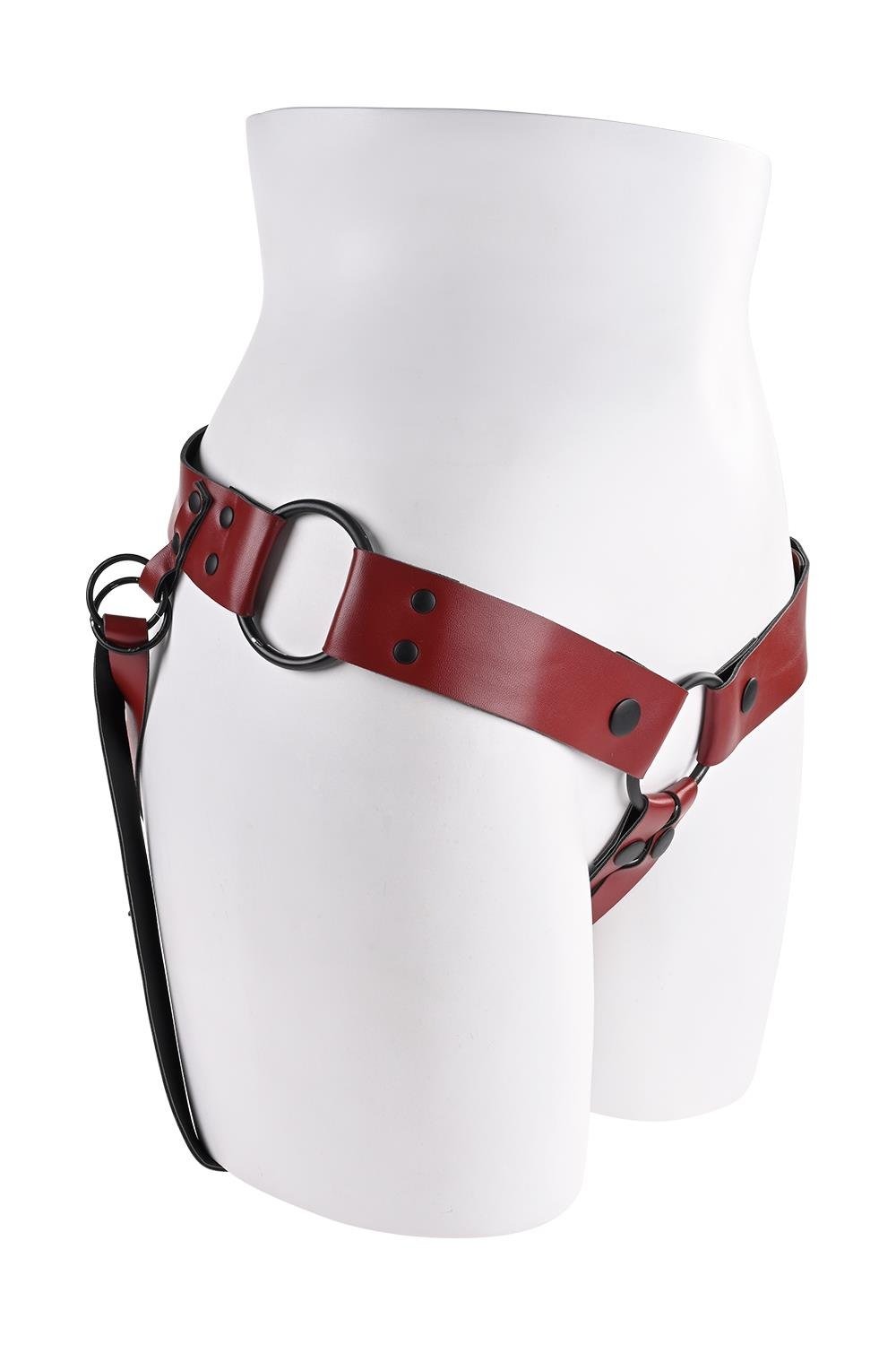Трусики для страпону Sportsheets Saffron Monte Strap On зі штучної шкіри, червоні