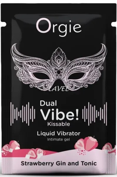 САШЕТ/Рідкий вібратор Orgie DUAL VIBE коктейль Джин-тонік полуниця, 1 мл