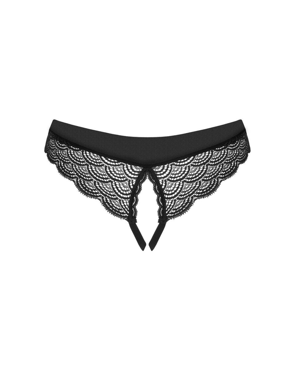Трусики з відкритим доступом Obsessive Chemeris мереживні, чорні, XS/S