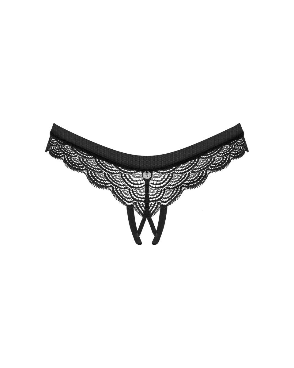 Трусики з відкритим доступом Obsessive Chemeris мереживні, чорні, XS/S