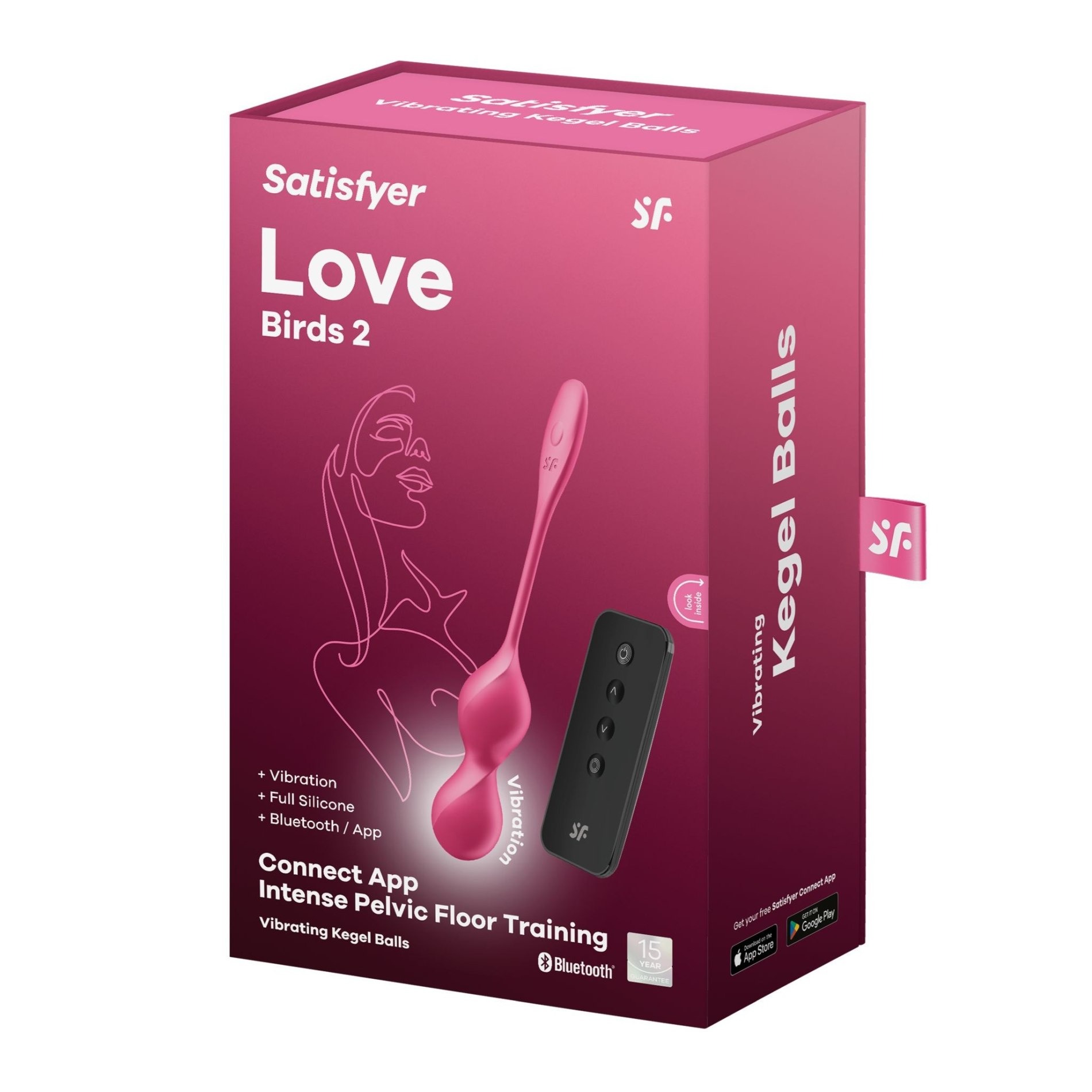 Вагінальні кульки з вібрацією Satisfyer Love Birds 2, що працюють від програми, рожеві