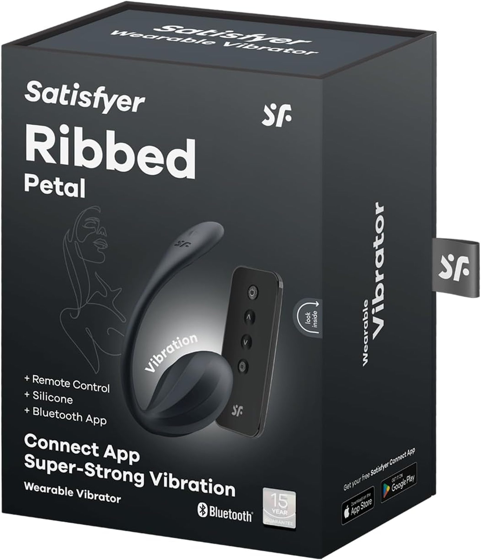 Вібратор у трусики Satisfyer Ribbed Petal з додатком та пультом, чорний