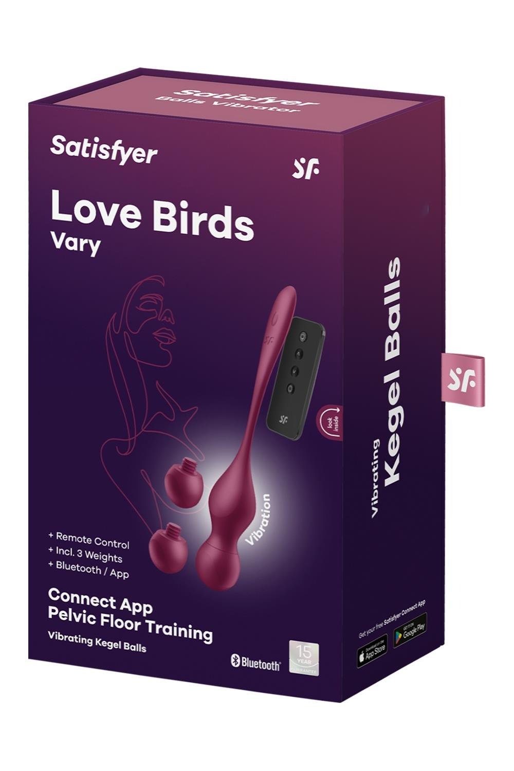 Шарики Кегеля с вибрацией Satisfyer Love Birds Vary и сменными грузами, бордовые