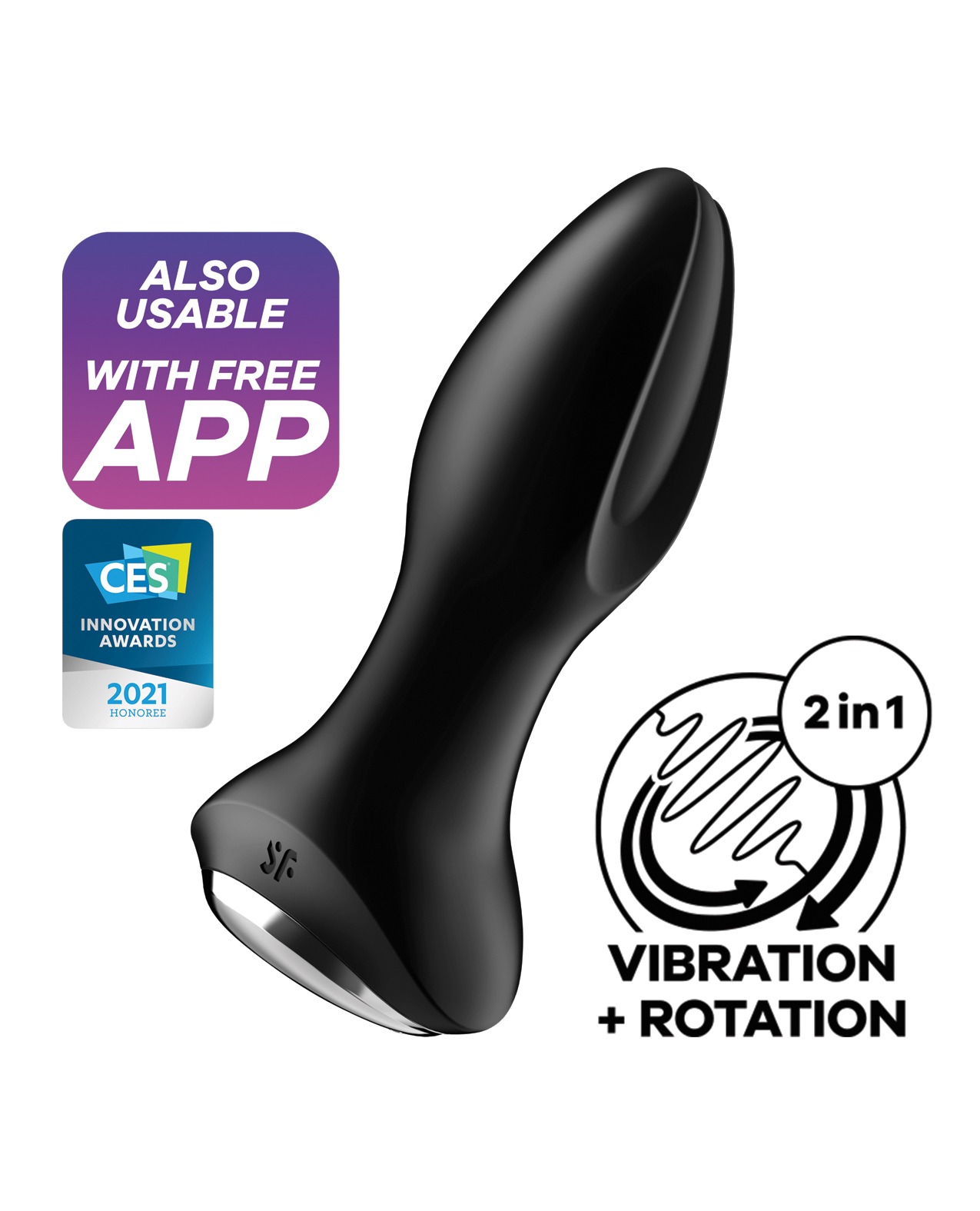 Анальная смарт-пробка с ротацией Satisfyer Rotator Plug 2+, черный