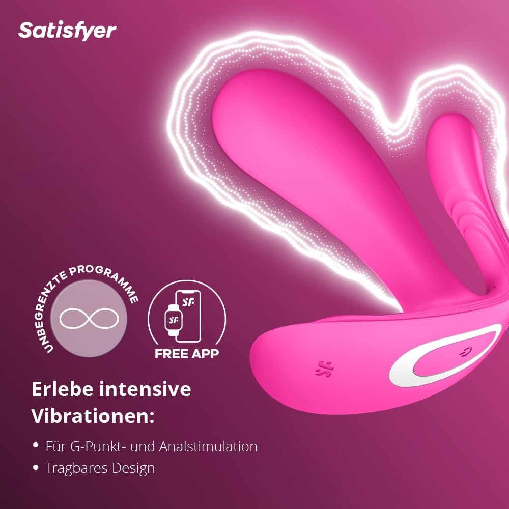 Двойной вибратор Satisfyer Top Secret+ с приложением, розовый