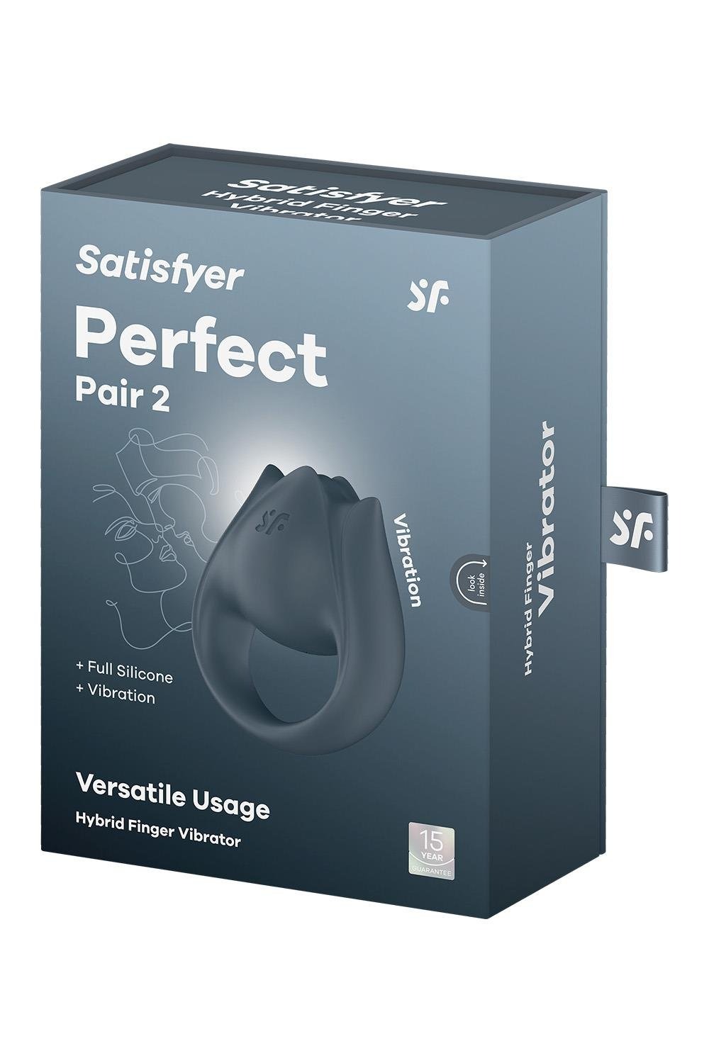 Вібратор для пар Satisfyer Perfect Pair 2 з кільцем для пальців, сірий