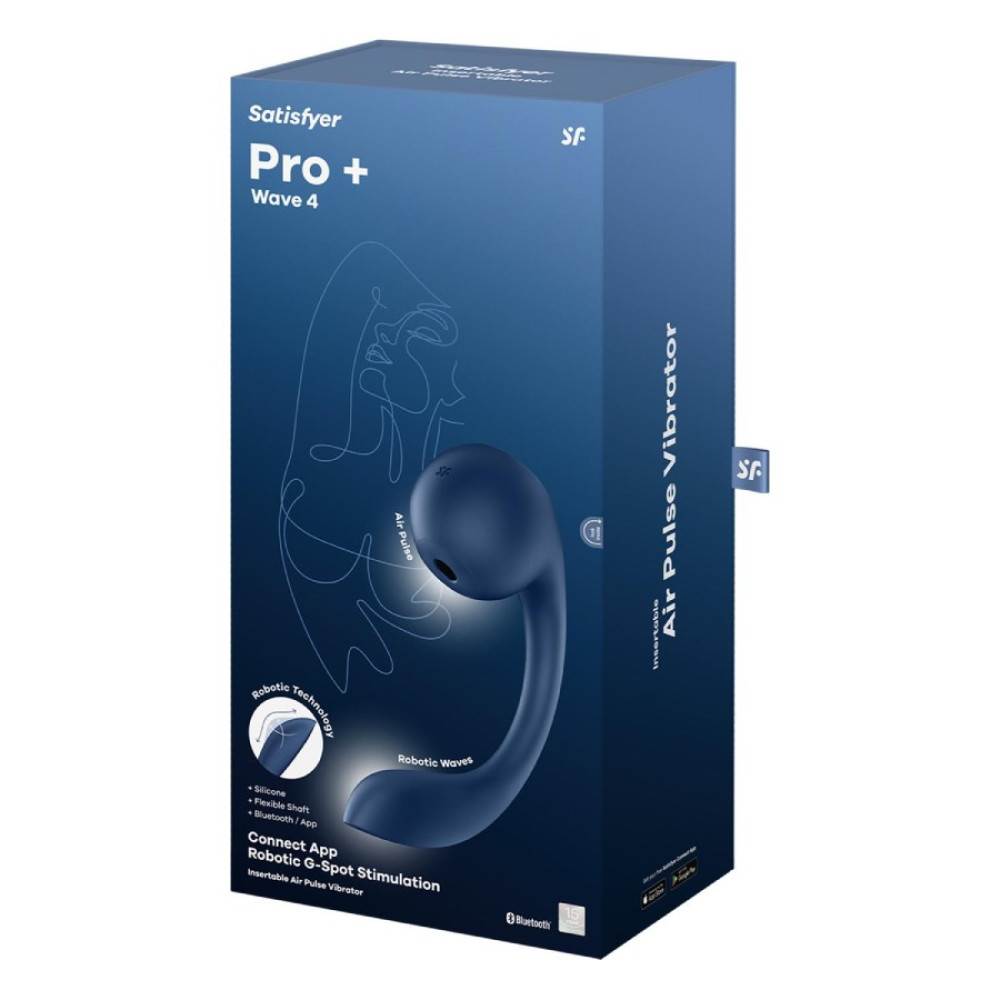 Вібратор для точки G та клітора Satisfyer Pro+ Wave 4 Connect App з додатком, синій
