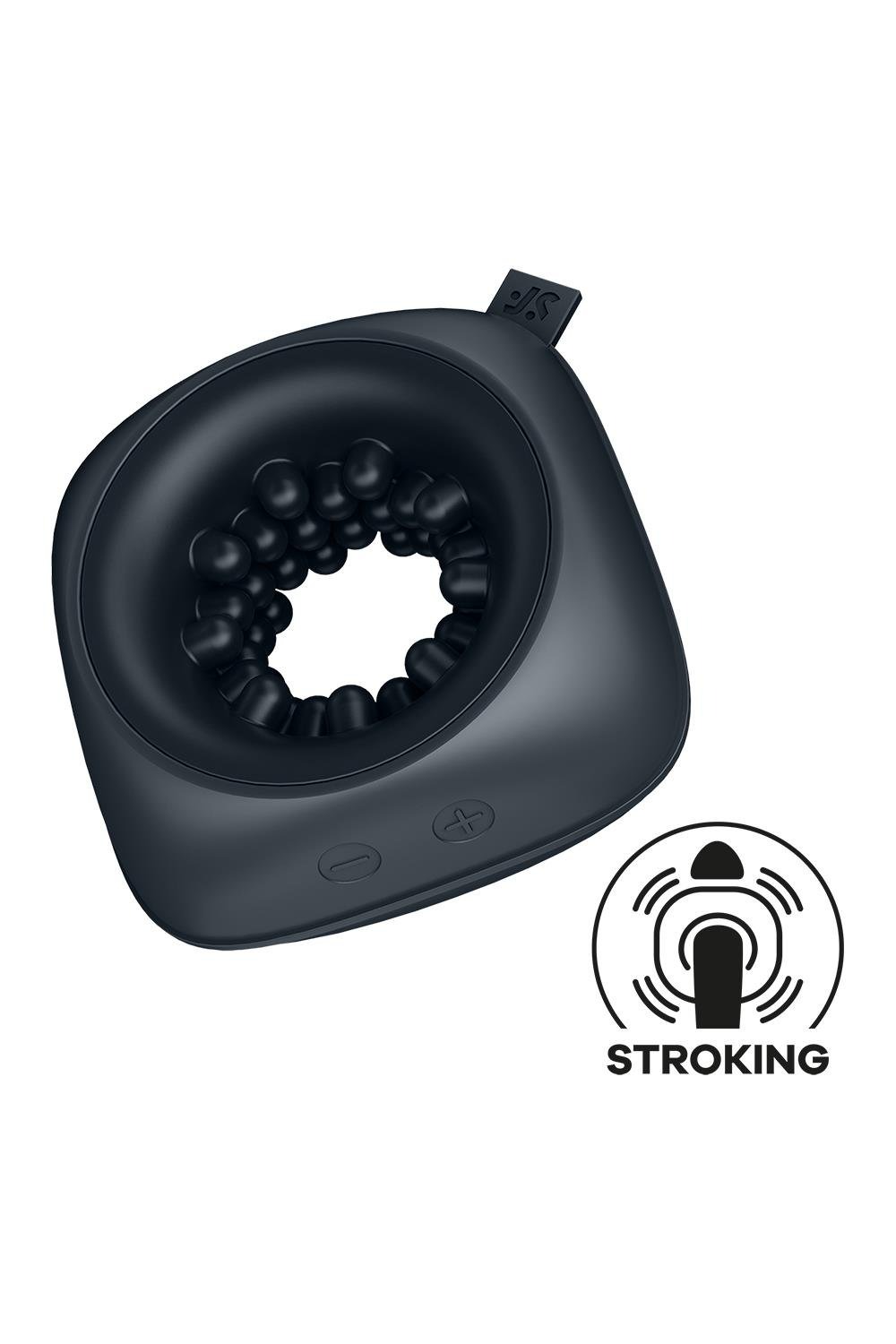 Мастурбатор-кільце з рельєфом Satisfyer Ring Stroker та вібрацією, чорний