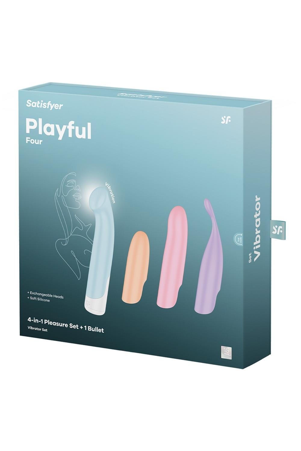 Универсальный набор для интимной стимуляции Satisfyer Playful Four с 4 разноцветными насадками