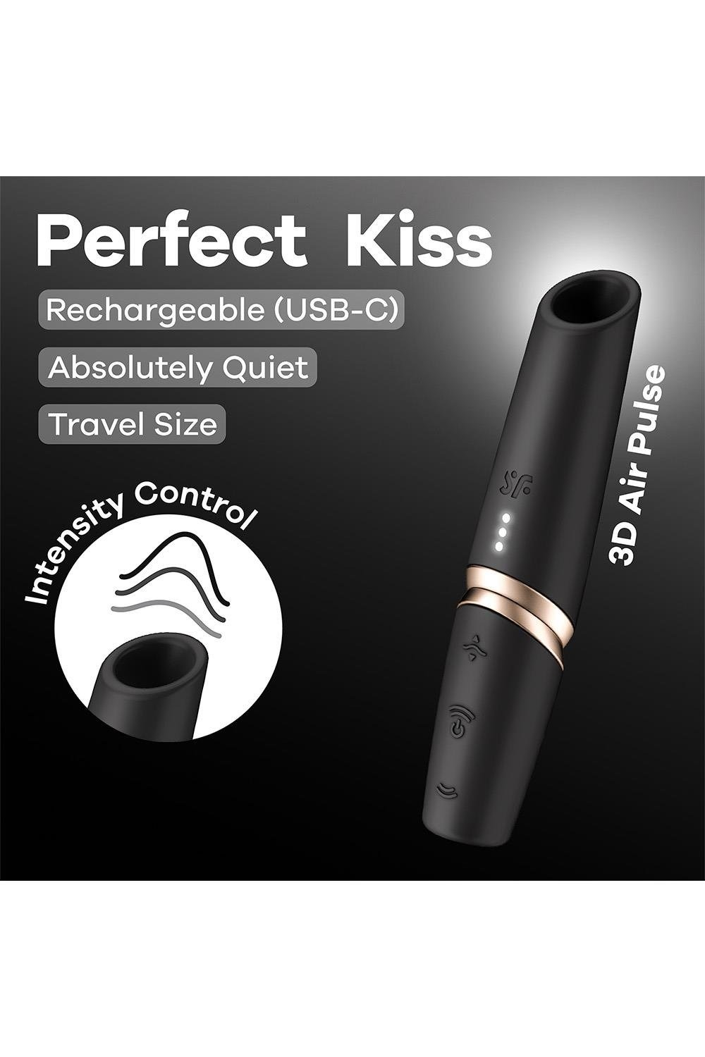 Кліторальний безконтактний масажер Satisfyer Perfect Kiss чорний