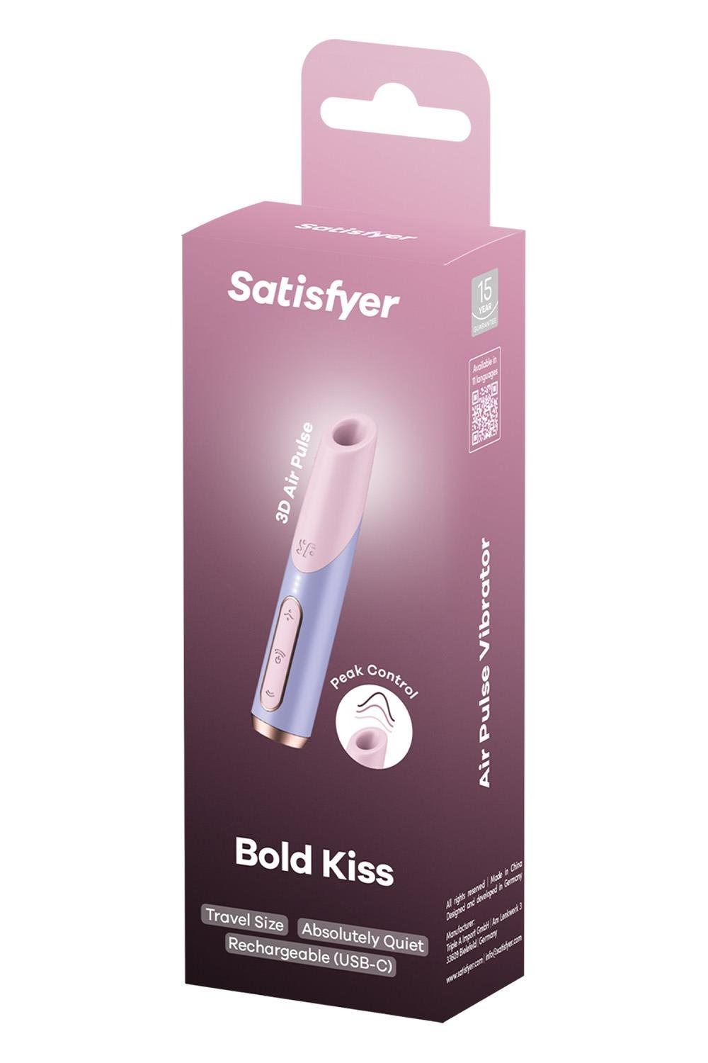 Мініатюрний вакуумний стимулятор клітора Satisfyer Bold Kiss рожево-бузковий