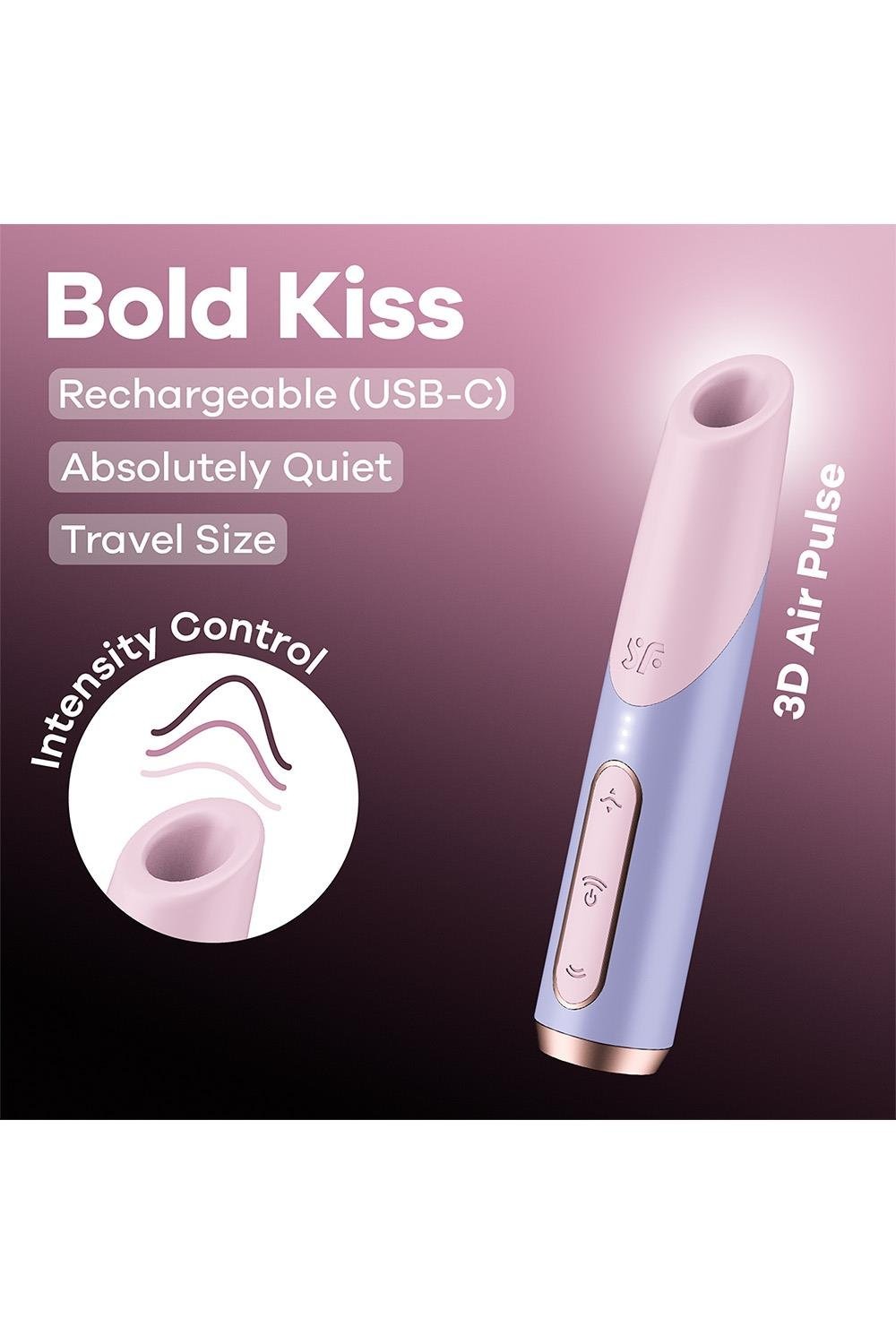 Мініатюрний вакуумний стимулятор клітора Satisfyer Bold Kiss рожево-бузковий