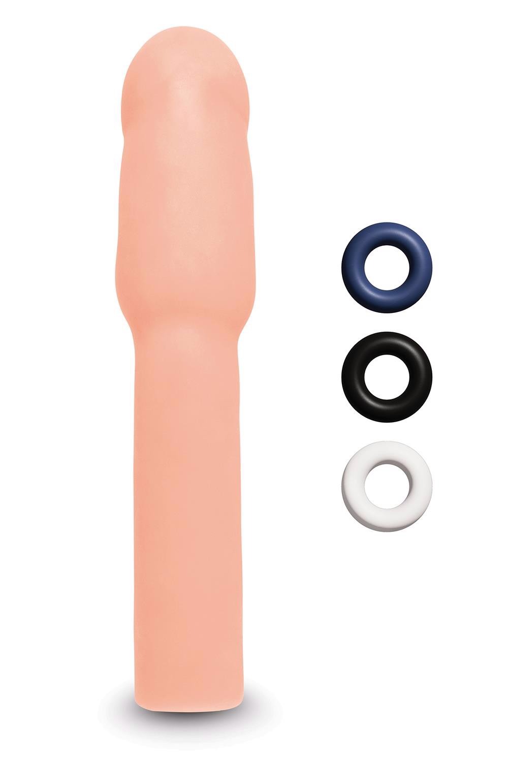 Насадка на пеніс Size-Up Penis Extender з 3 ерекційними кільцями в наборі, бежева