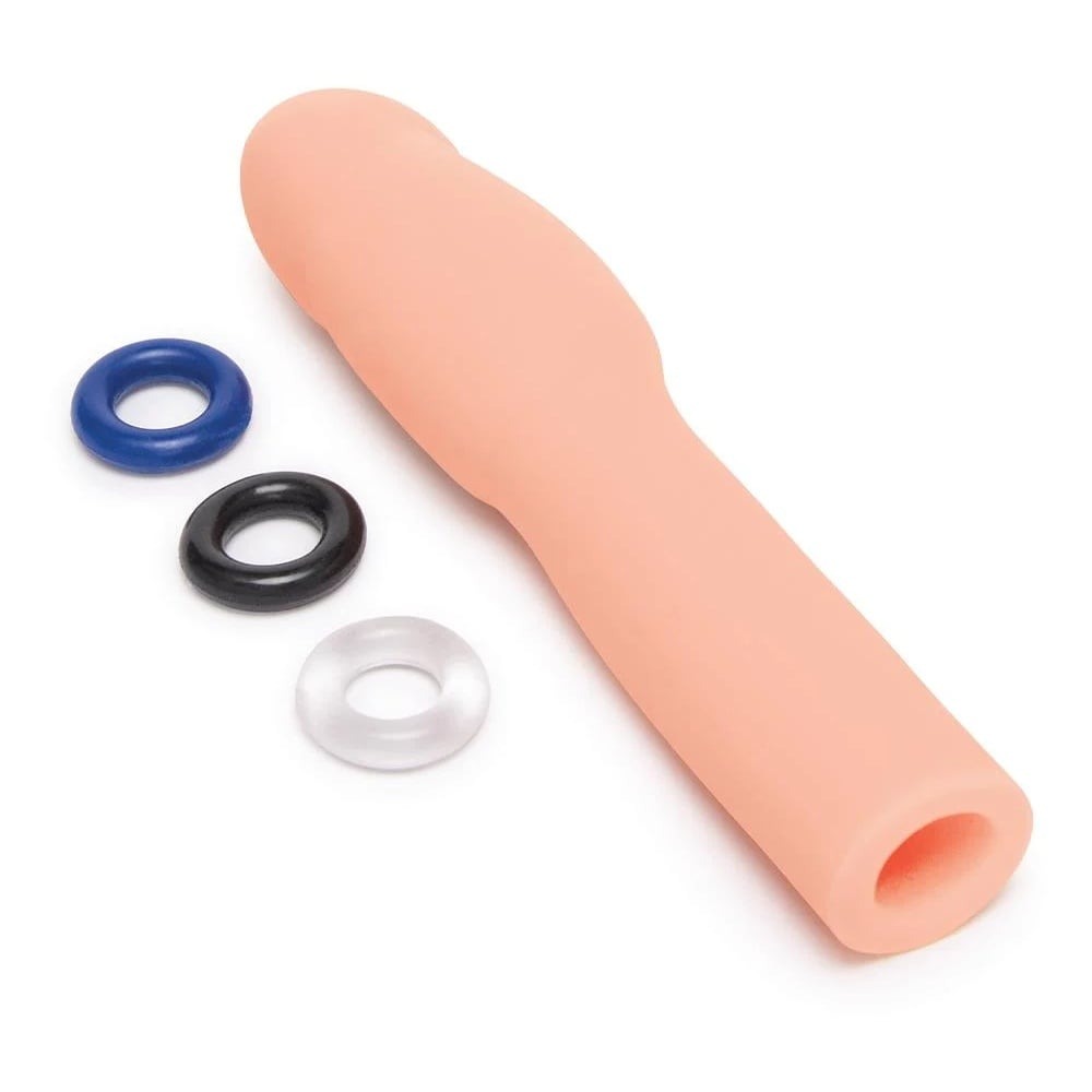 Насадка на пеніс Size-Up Penis Extender з 3 ерекційними кільцями в наборі, бежева