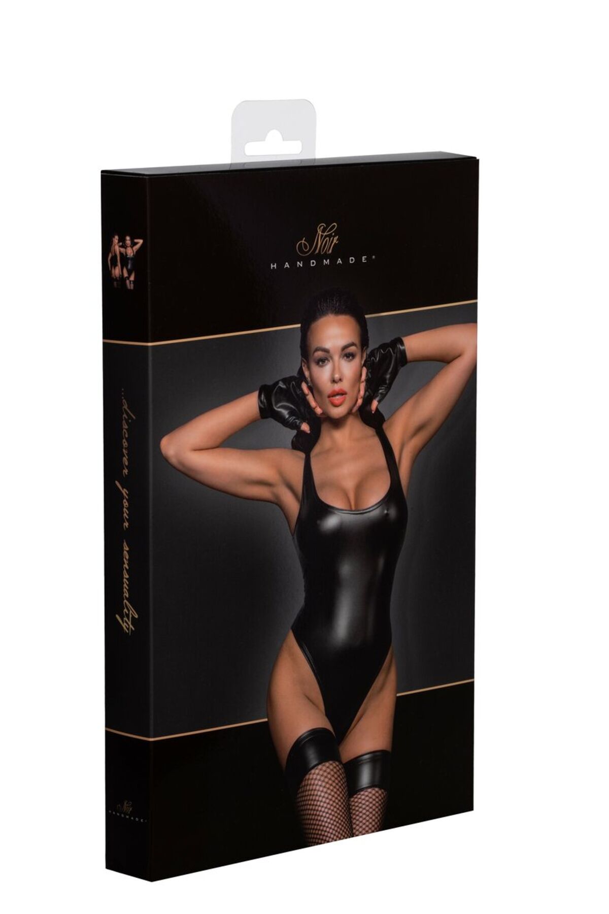 Боди с мокрым эффектом Noir Handmade F244 Powerwetlook body with high cut bottom hem, L