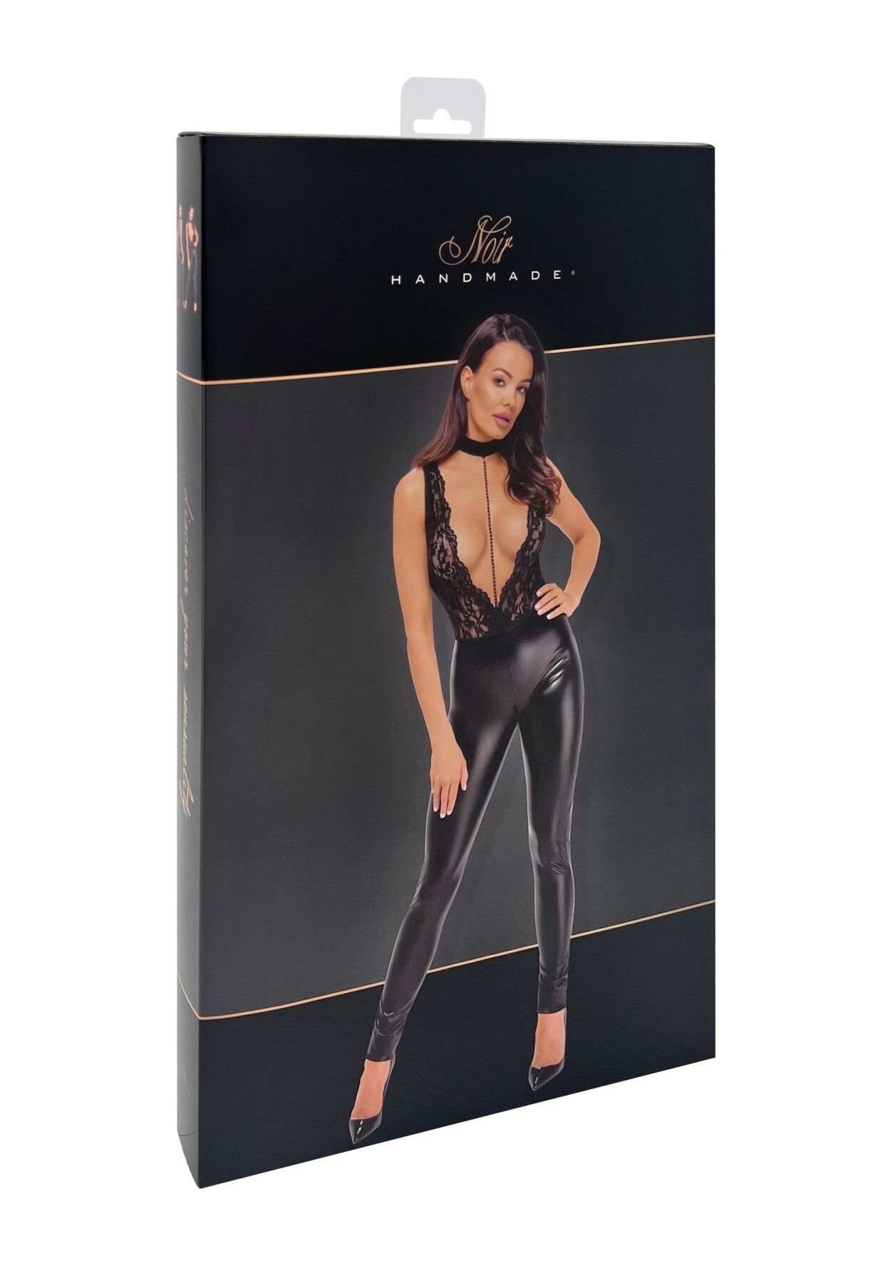 Комбинезон Noir Handmade F298 Libido, S, под латекс, кружевной верх, чокер, съемные бусы, доступ