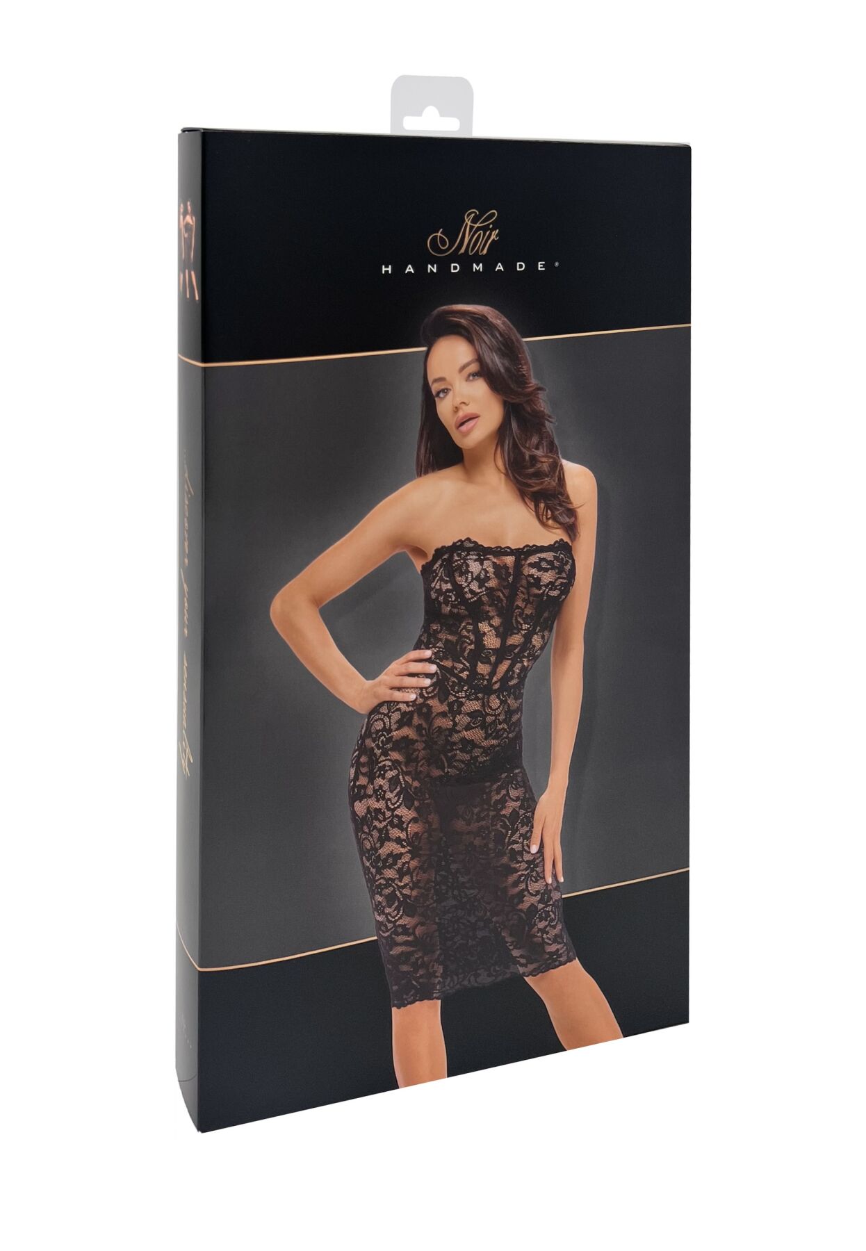 Сукня Noir Handmade F301 Catalyst, 3XL, black, міді, мереживо, відкриті плечі, шнурівка на спині