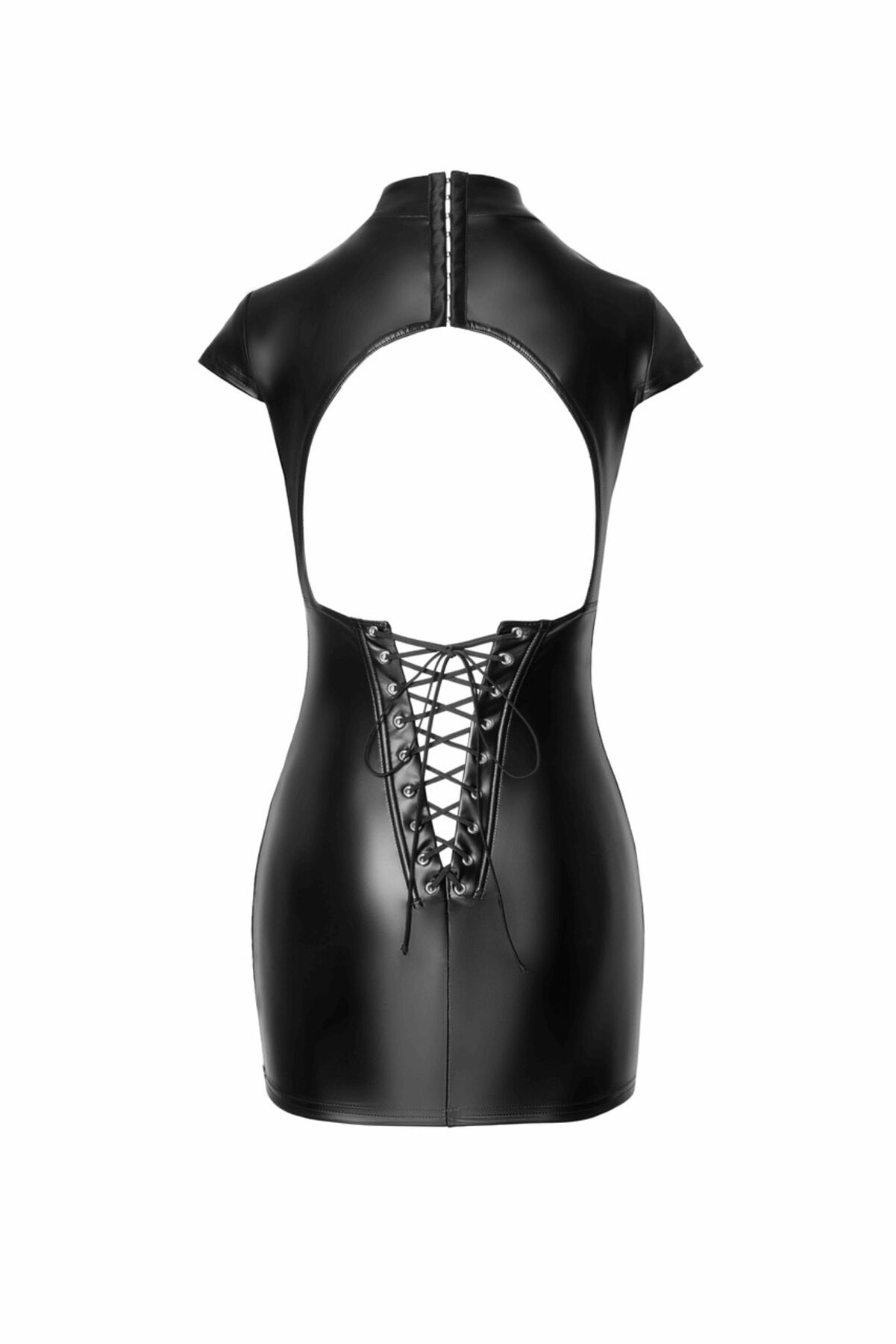 Платье Noir Handmade F309 Fantasy, XL, black, мини, под латекс, короткий рукав, шнуровка сзади