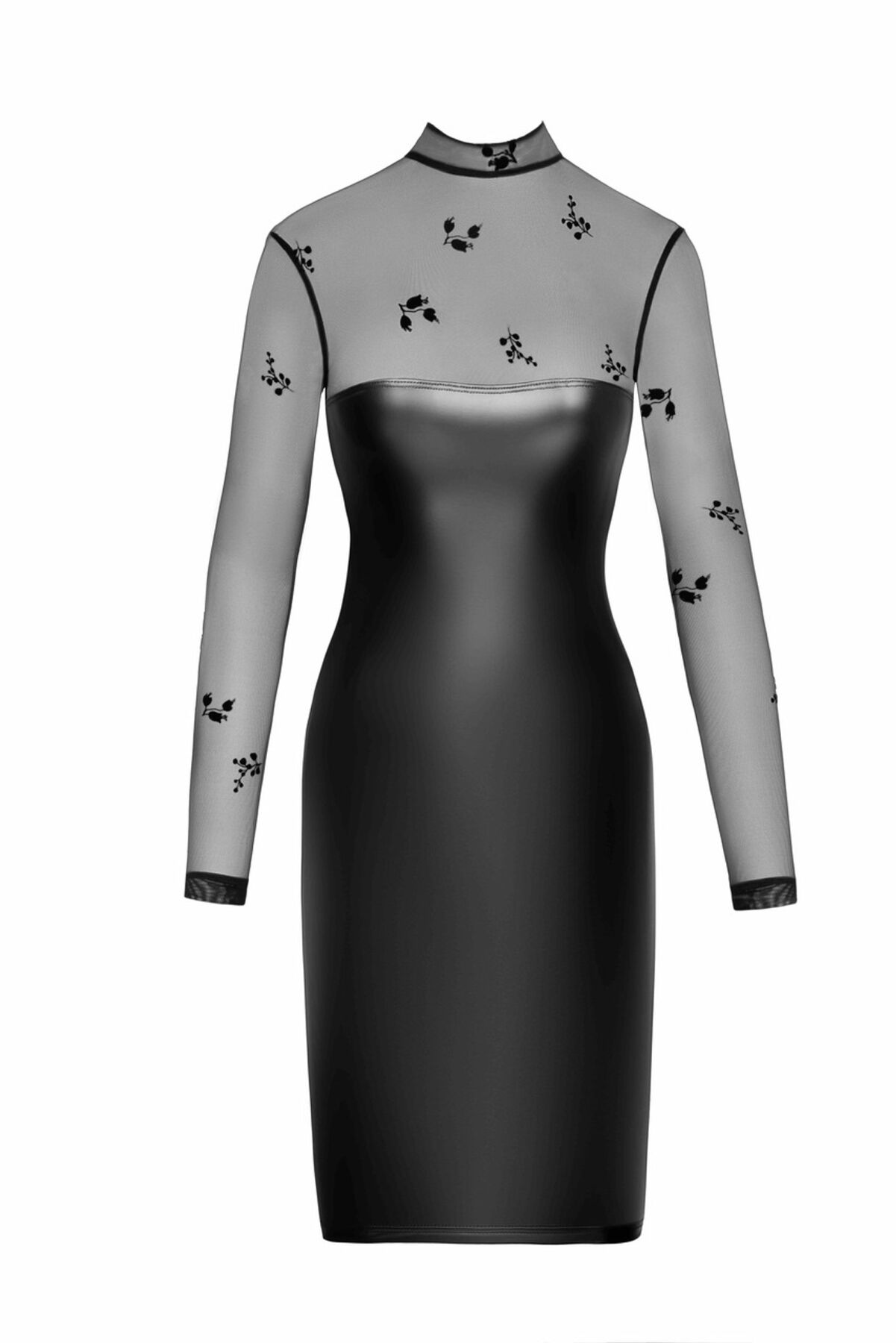 Сукня Noir Handmade F310 Sublime, XXL, black, міді, мокрий ефект, верх — сітка, довгий рукав