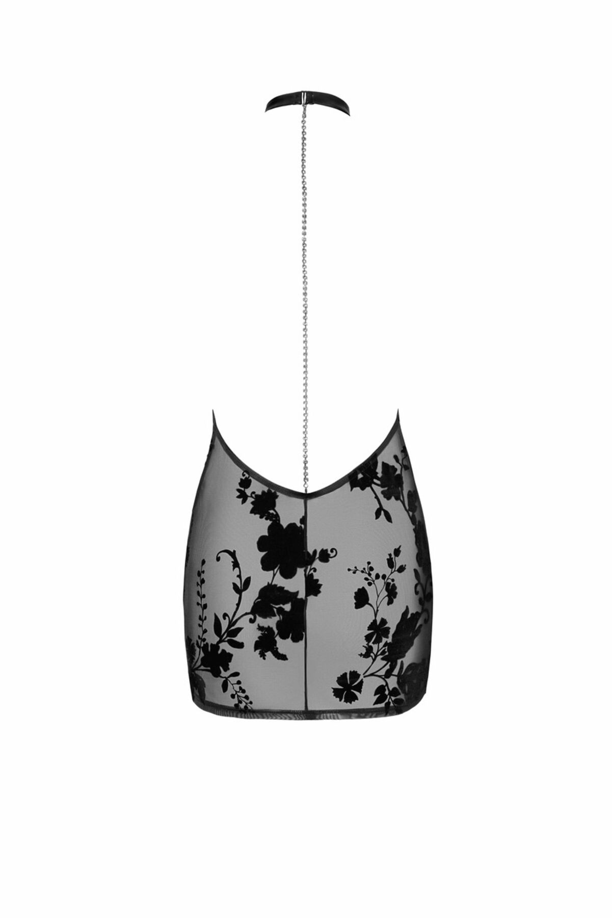Сукня Noir Handmade F313 Mythos, 3XL, black, прозора, міні, відкрита спина, декор зі стразів