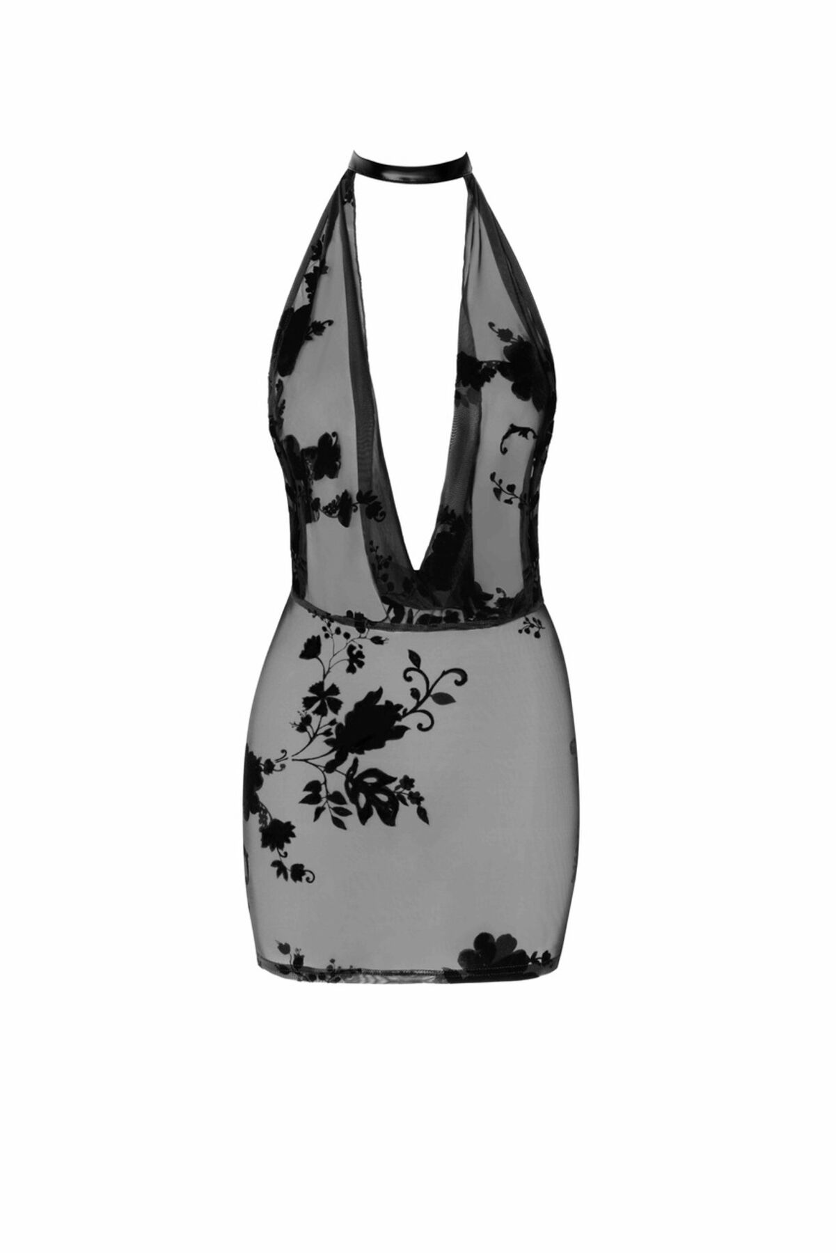 Сукня Noir Handmade F313 Mythos, 3XL, black, прозора, міні, відкрита спина, декор зі стразів