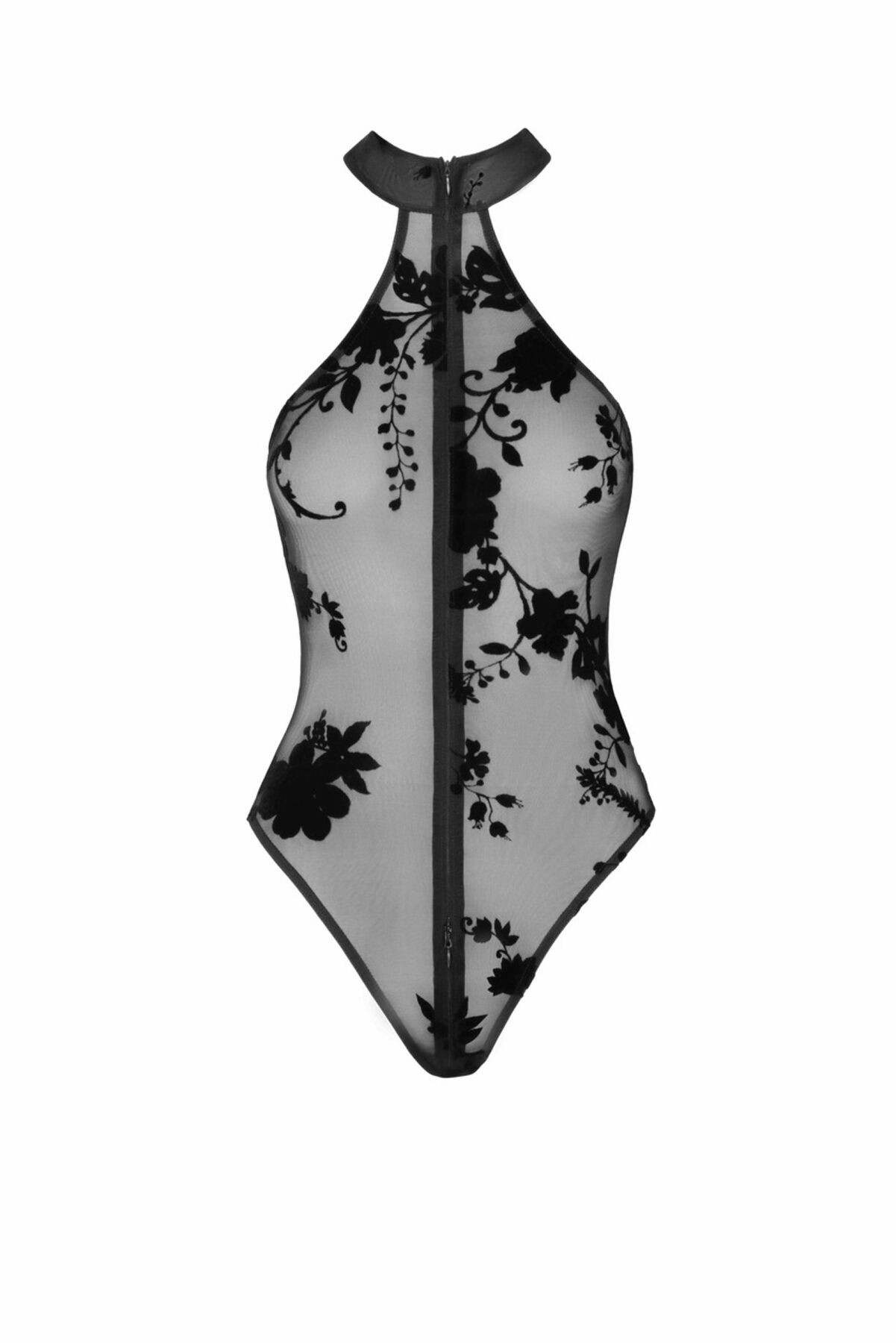 Боди Noir Handmade F314 Ego, M, black, сетка, халтер, высокие вырезы, молния по всей длине
