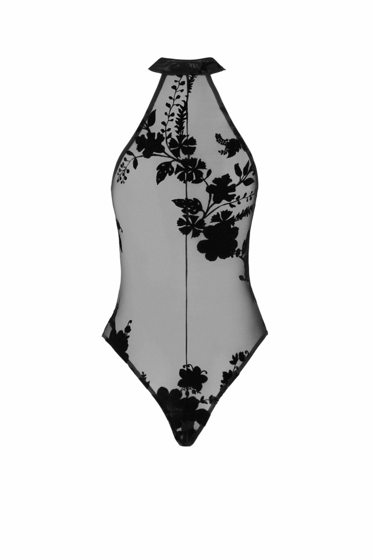 Боди Noir Handmade F314 Ego, M, black, сетка, халтер, высокие вырезы, молния по всей длине