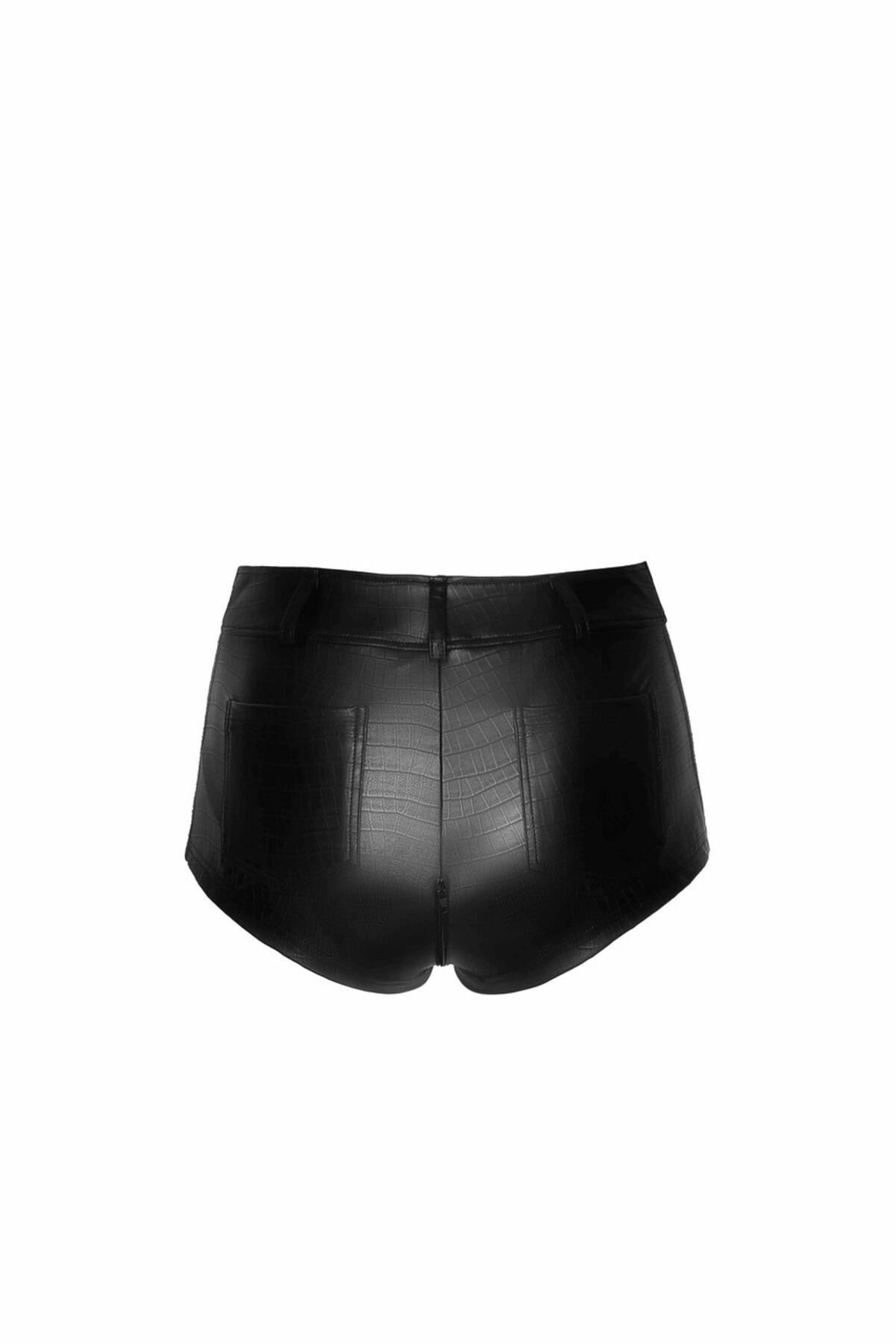 Шортики Noir Handmade F318 Wild, L, black, під латекс, крокодиловий принт, з доступом