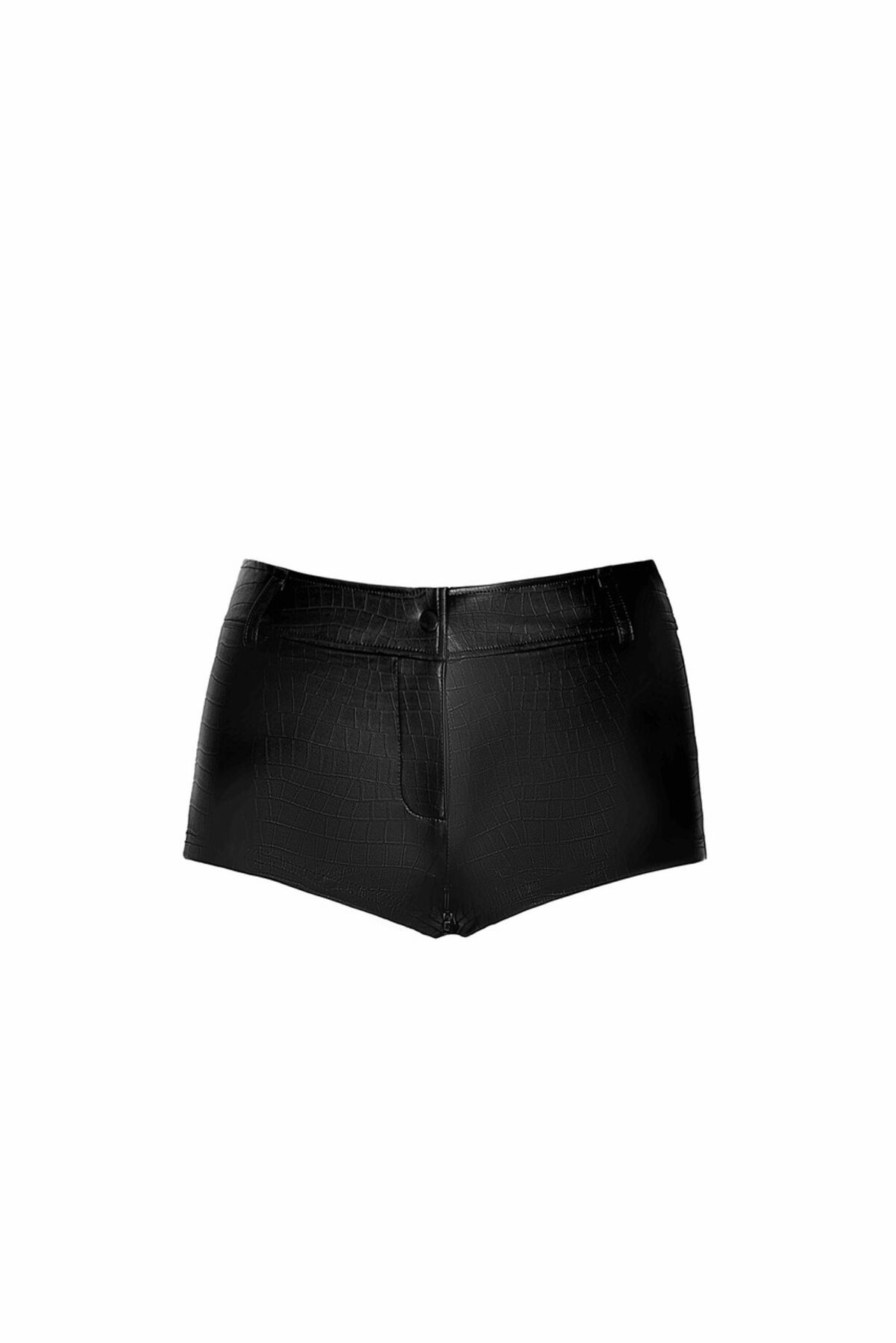 Шортики Noir Handmade F318 Wild, 3XL, black, під латекс, крокодиловий принт, з доступом