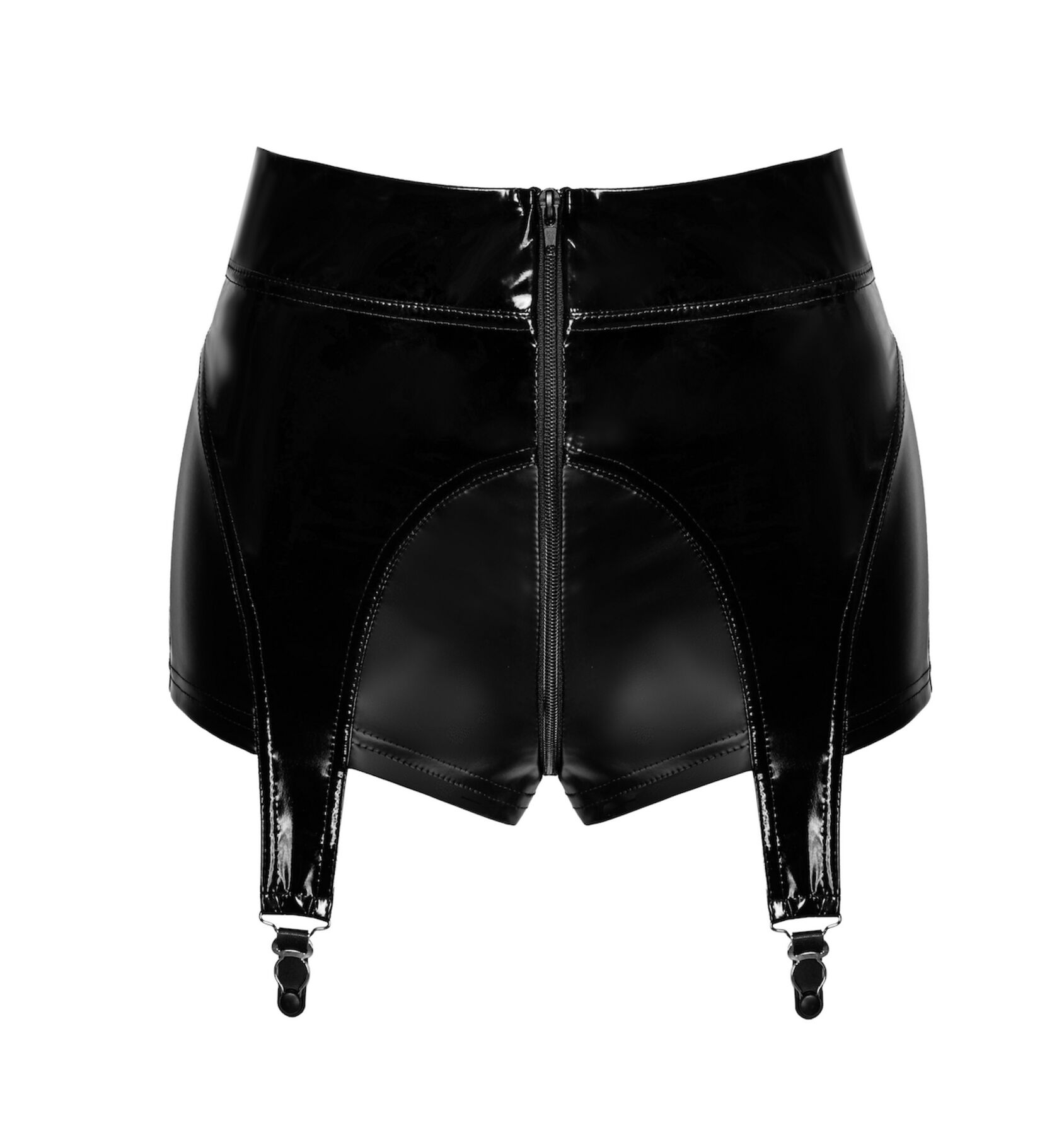 Шортики Noir Handmade F325 Glam, S, black, вініл, висока талія, кріплення для панчіх, з доступом