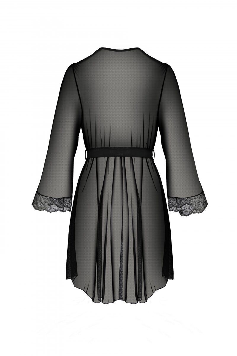 Пеньюар Passion AMBERLY PEIGNOIR black, XXL/XXXL, пояс у комплекті