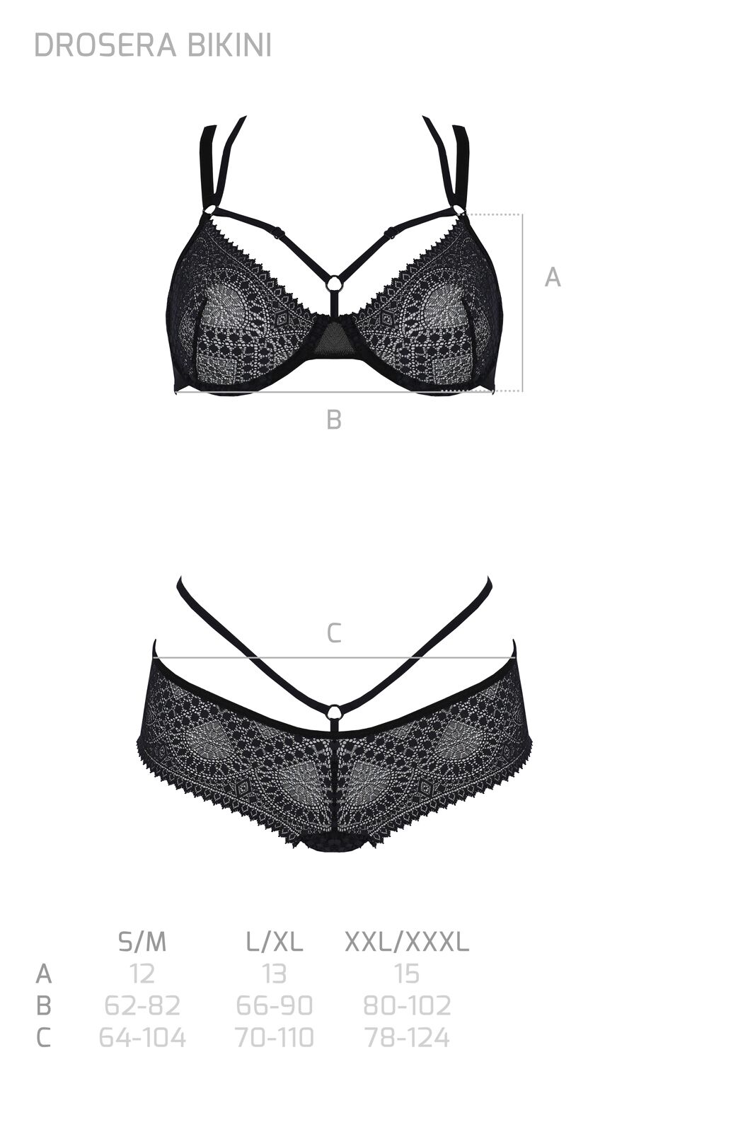 Комплект Passion DROSERA BIKINI black, L/XL, бюстгальтер і трусики-кюлоти