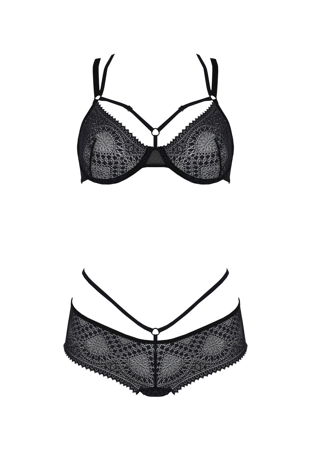 Комплект Passion DROSERA BIKINI black, S/M, бюстгальтер і трусики-кюлоти