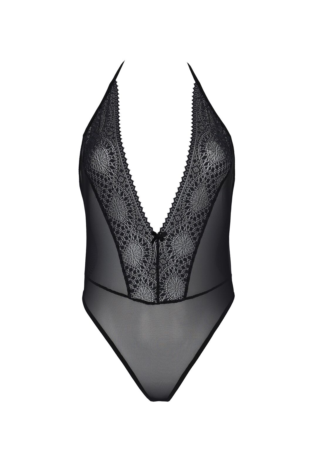 Боди Passion DROSERA BODY black, L/XL, высокие вырезы, верх на завязках