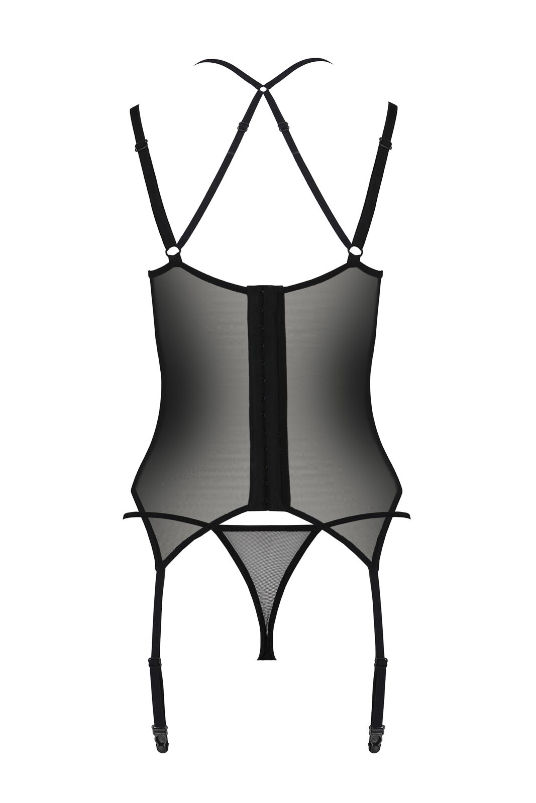 Корсет Passion DROSERA CORSET black, L/XL, с креплениями для чулок, трусики в комплекте