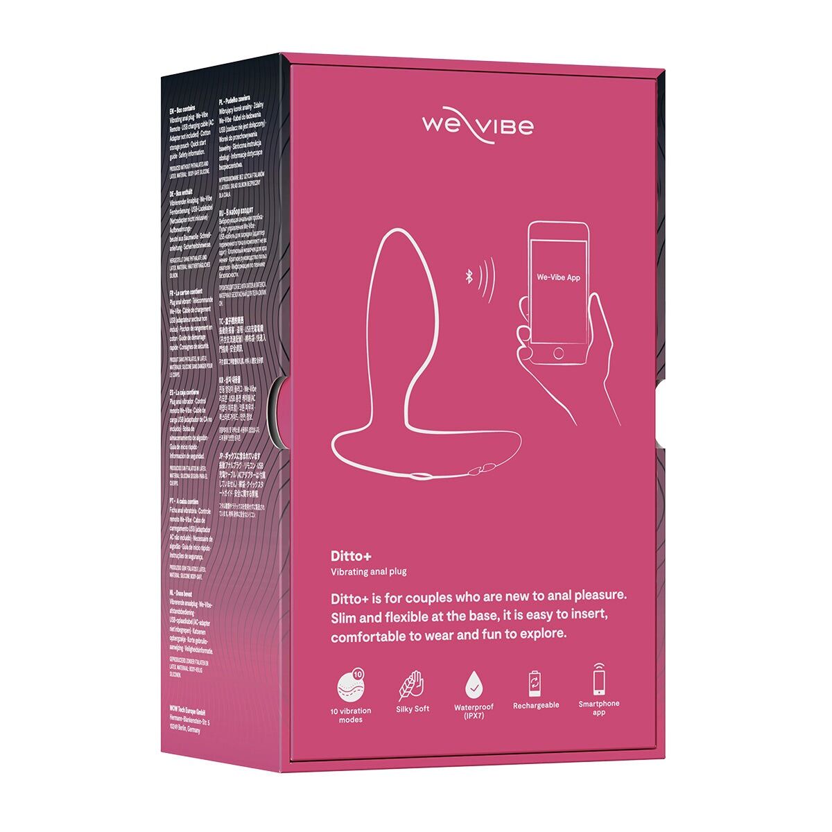 Анальная смарт-вибропробка We-Vibe Ditto+ Cosmic Pink, 10 режимов, пульт ДУ