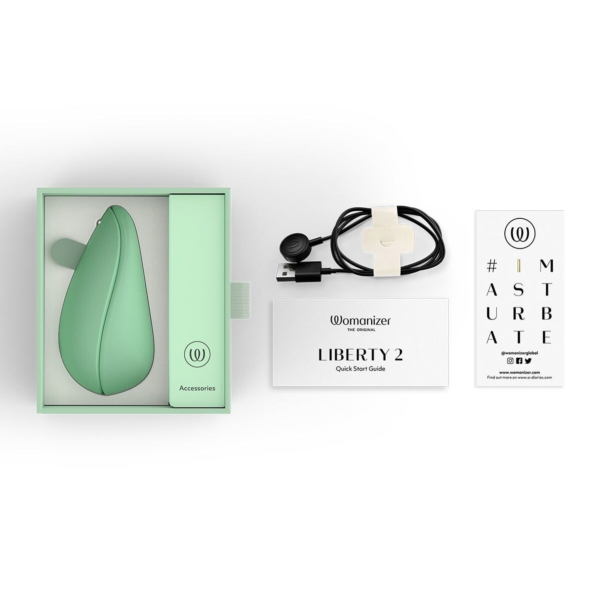 Вакуумный клиторальный стимулятор Womanizer Liberty 2 Sage, 8 режимов, магнитная крышечка