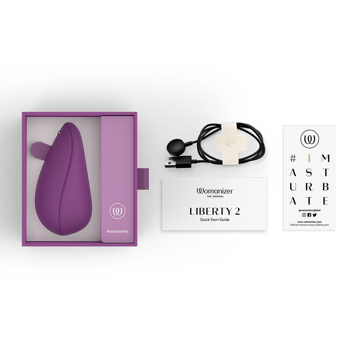 Вакуумный клиторальный стимулятор Womanizer Liberty 2 Purple, 8 режимов, магнитная крышечка