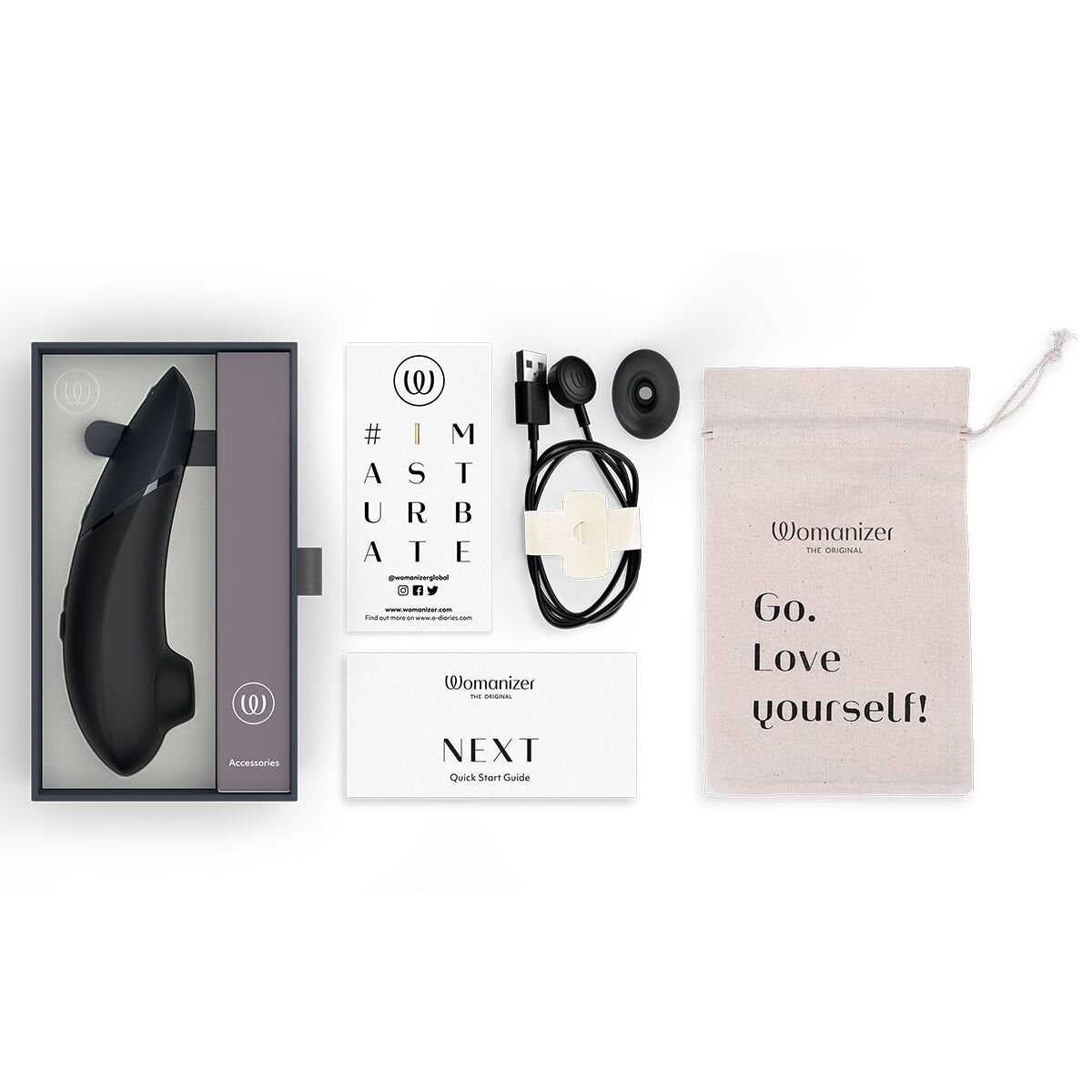 Вакуумный клиторальный стимулятор Womanizer Next Black, 3D Pleasure Air, 14 уровней интенсивности