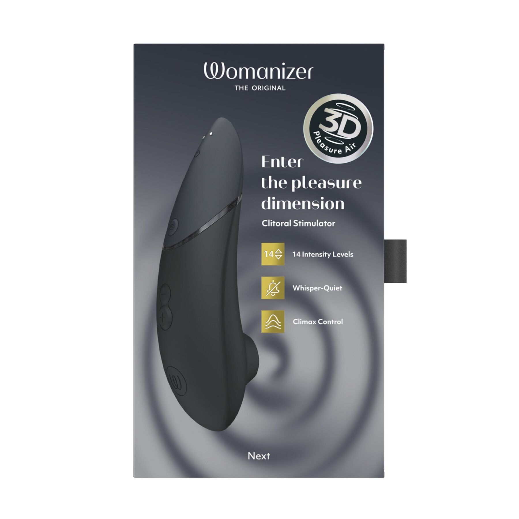 Вакуумный клиторальный стимулятор Womanizer Next Black, 3D Pleasure Air, 14 уровней интенсивности