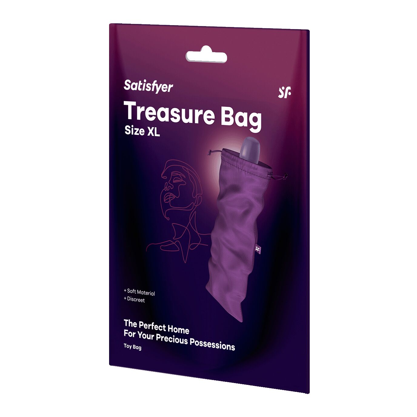 Мешочек для секс-игрушек Satisfyer Treasure Bag XL, фиолетовый, на шнурке