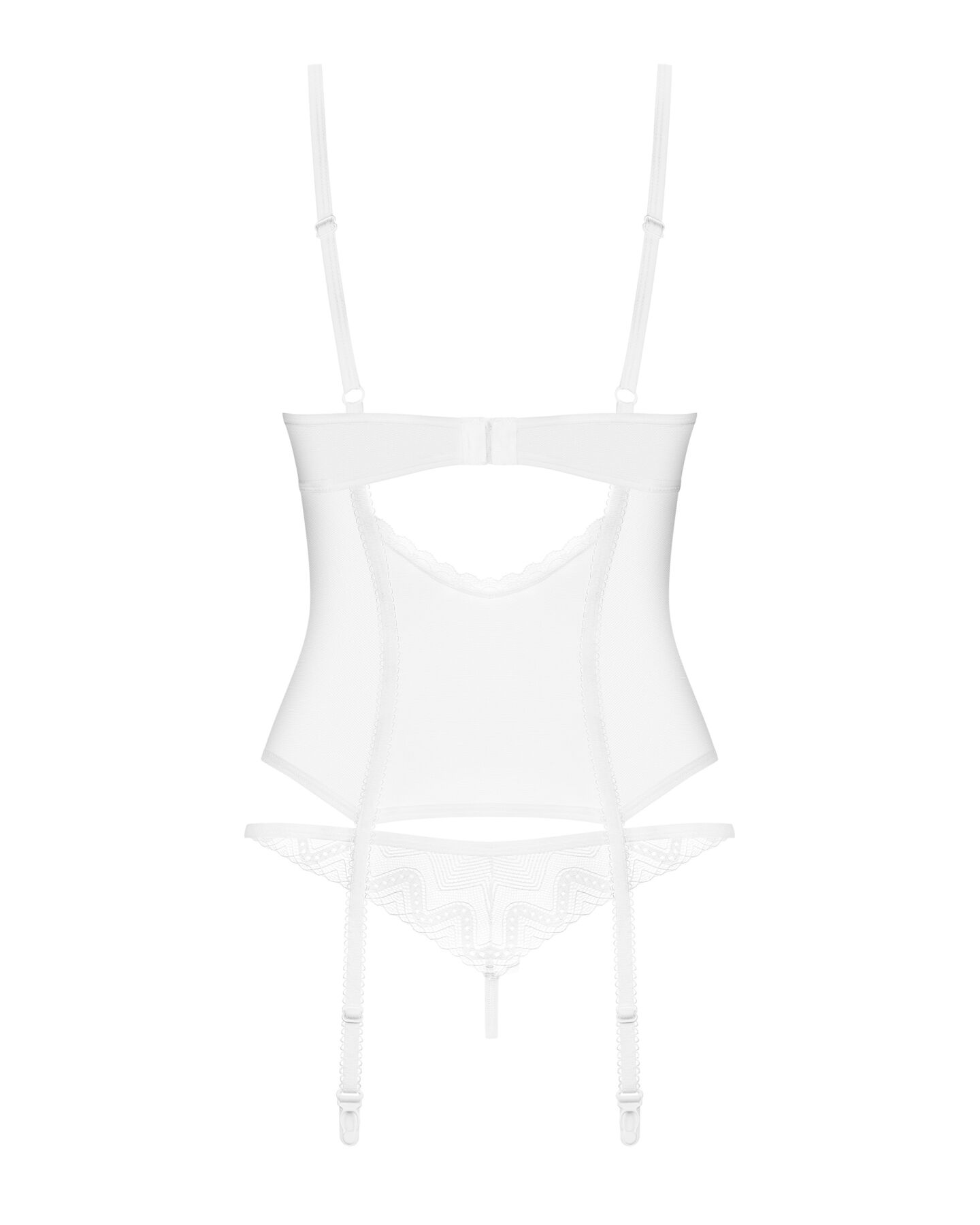Корсет Obsessive Alissium corset&thong, M/L гнучкі кісточки, відкрита спина, стрінги в комплекті