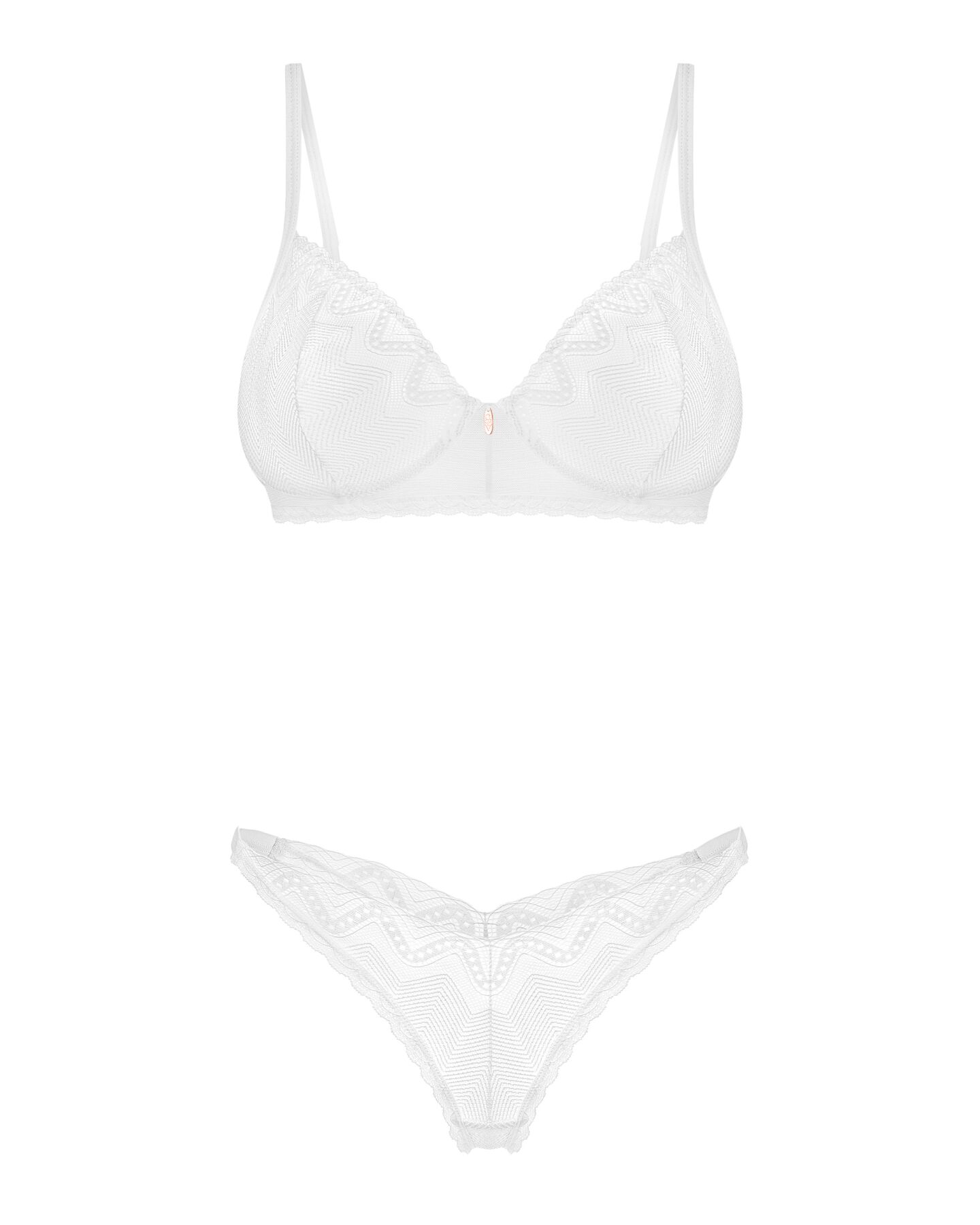 Комплект Obsessive Alissium 2-pcs set, M/L, мереживо, ліф з м’якою чашкою, трусики танга