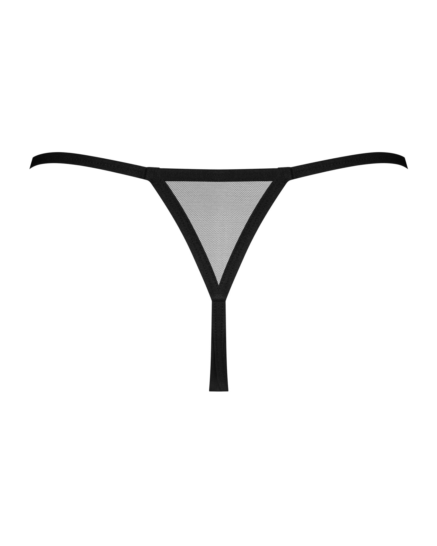 Трусики-стрінги Obsessive Novenes crotchless thong, XL/2XL, сітка, стрепи, прикраса зі стразами