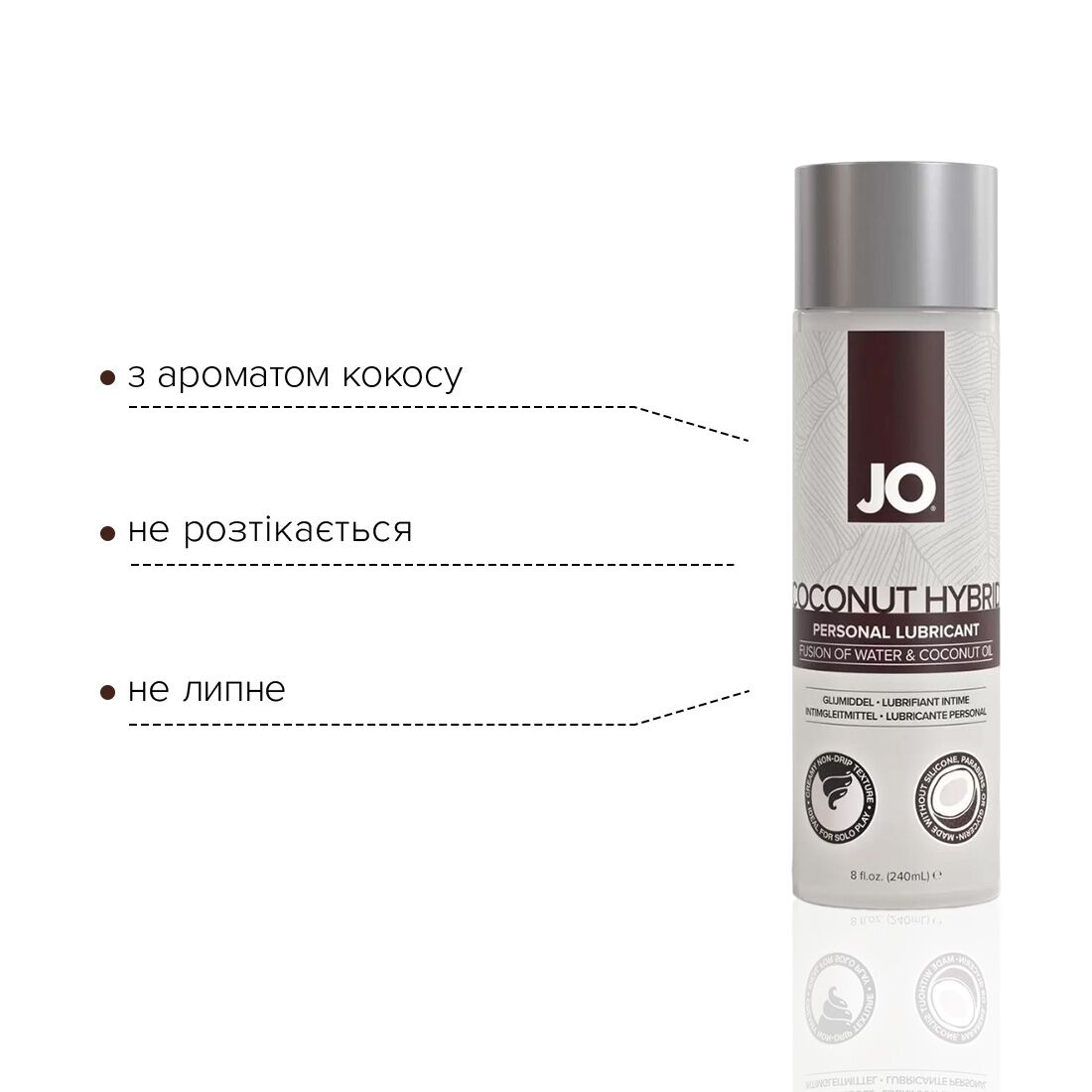 Змазка-крем з кокосовою олією JO Coconut Hybrid ORIGINAL (240 мл) біла