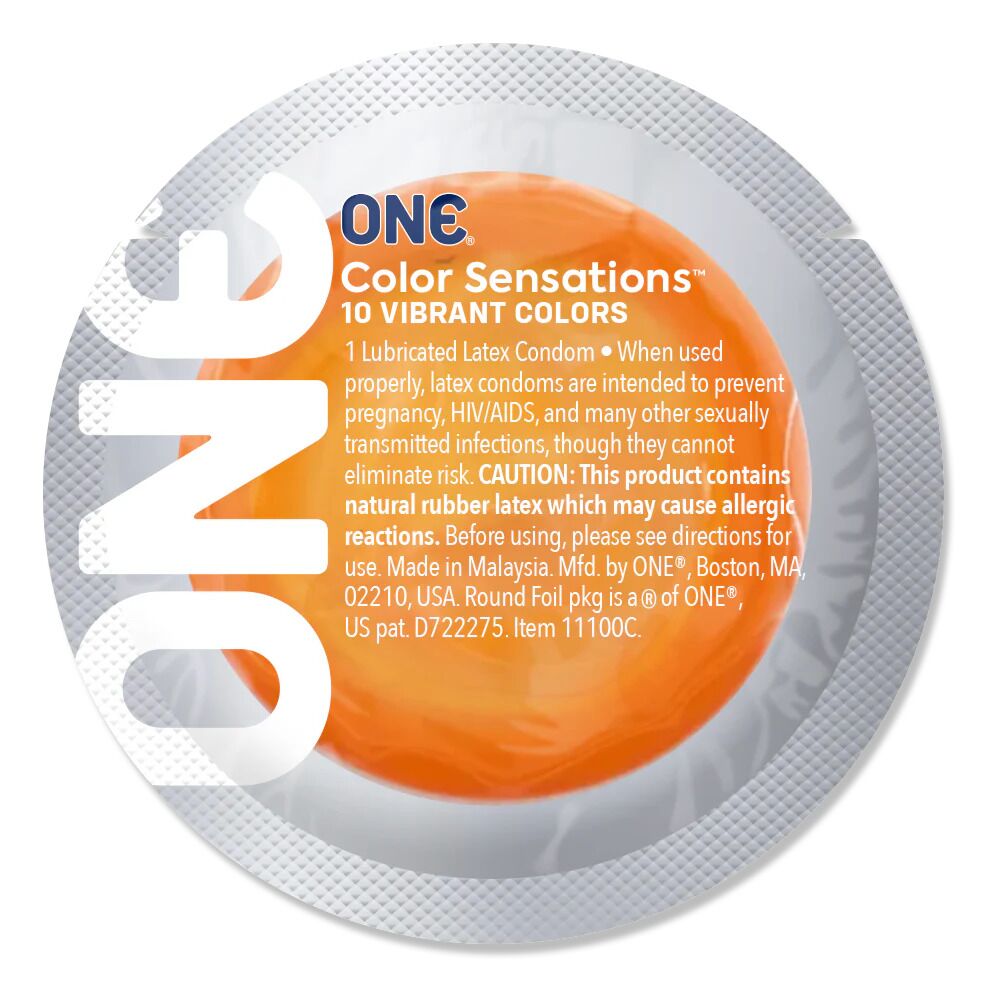 Набор презервативов ONE Color Sensations, 100 шт, цветные, 10 цветов, со смазкой, упаковка-тубус