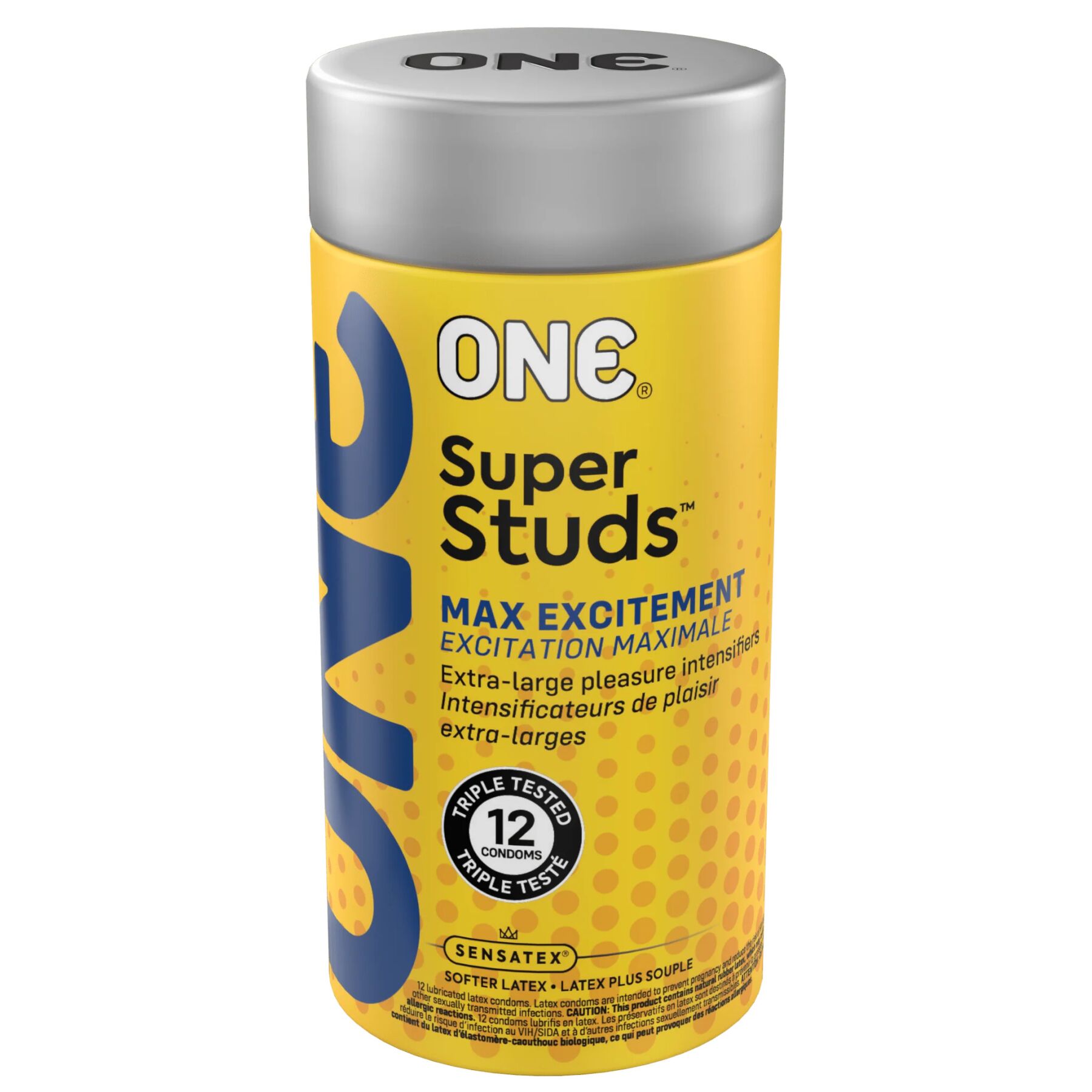 Презервативы ONE Super Studs, 12 шт, с точечным рельефом, со смазкой, подарочная упаковка-тубус