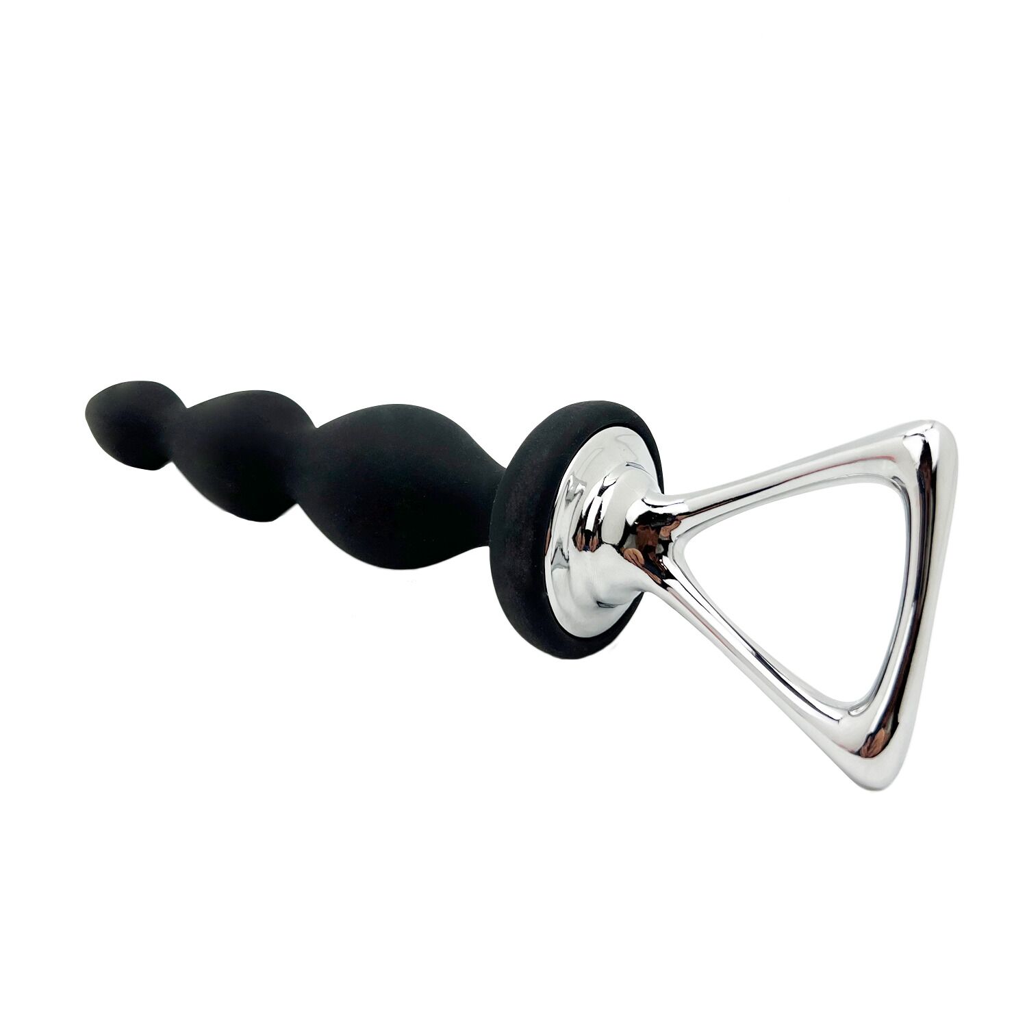 Анальная цепочка Adrien Lastic Arrow II, черная, силиконовая, гибкая, с металлической ручкой, диаметр 3,2 см