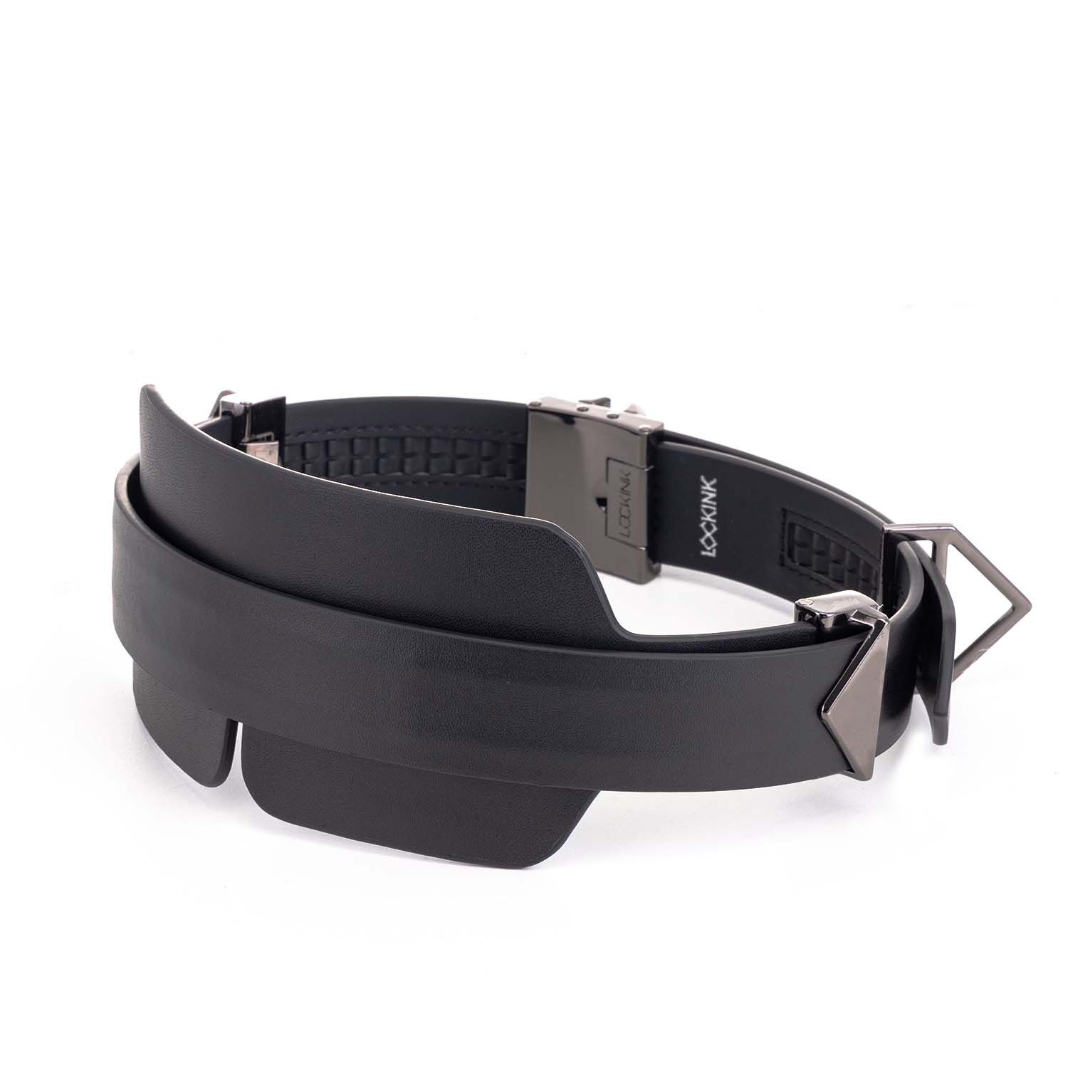 Маска на очі LOCKINK Blindfold Kit, чорна, натуральна шкіра, регульований обсяг